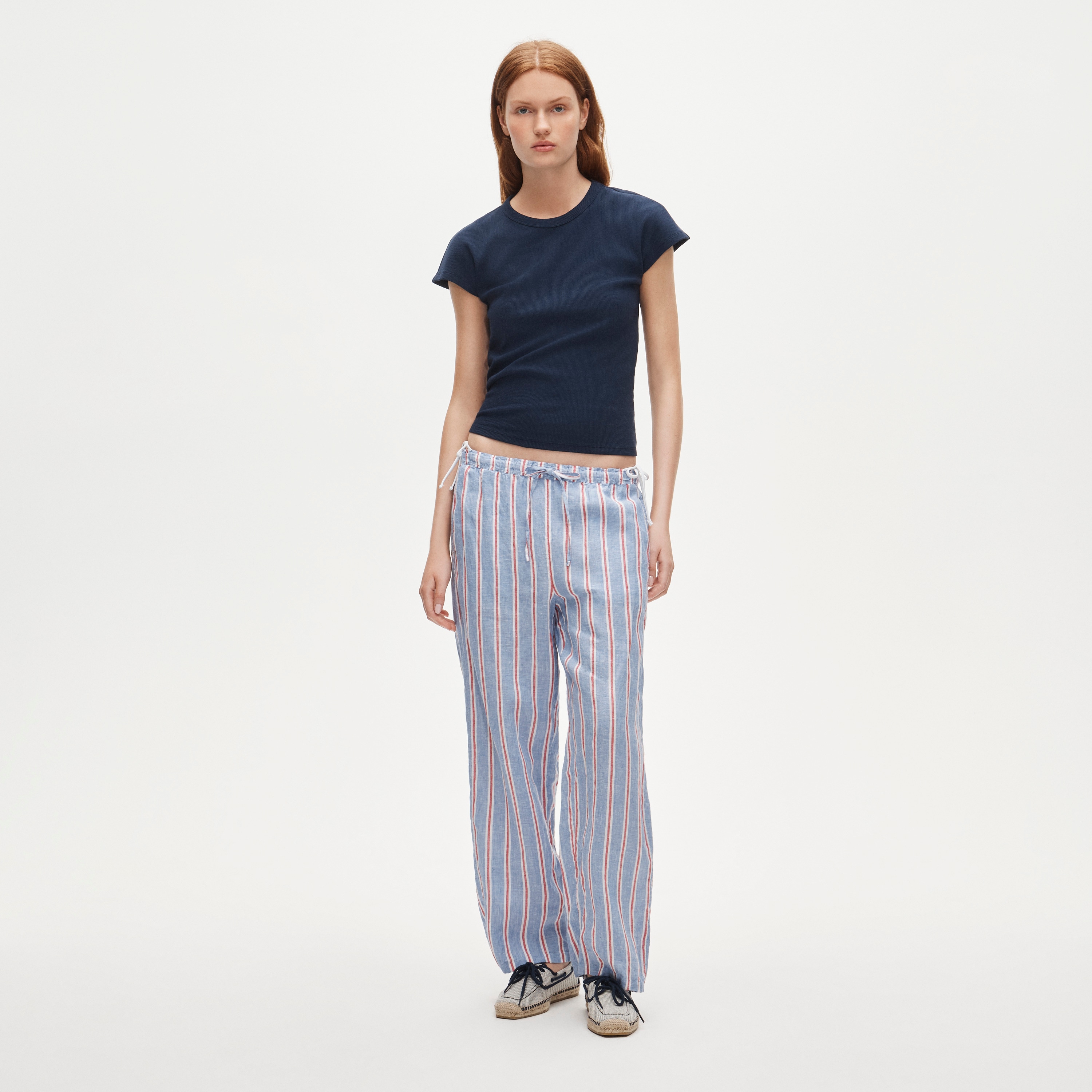 Soleil Pant In Striped Linen For Women | J.Crew