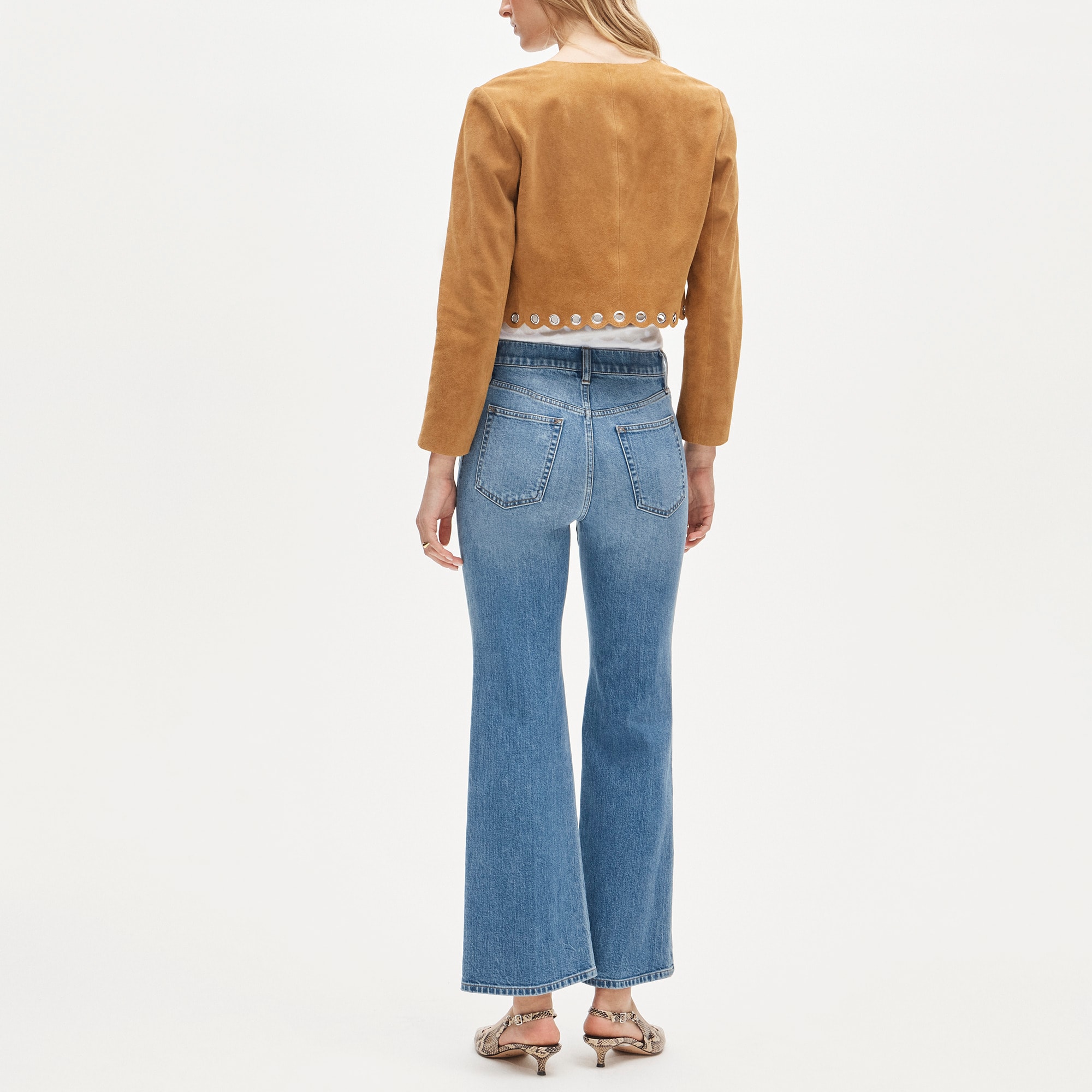 Charley kickout cropped jean in semi-stretch with patch pockets