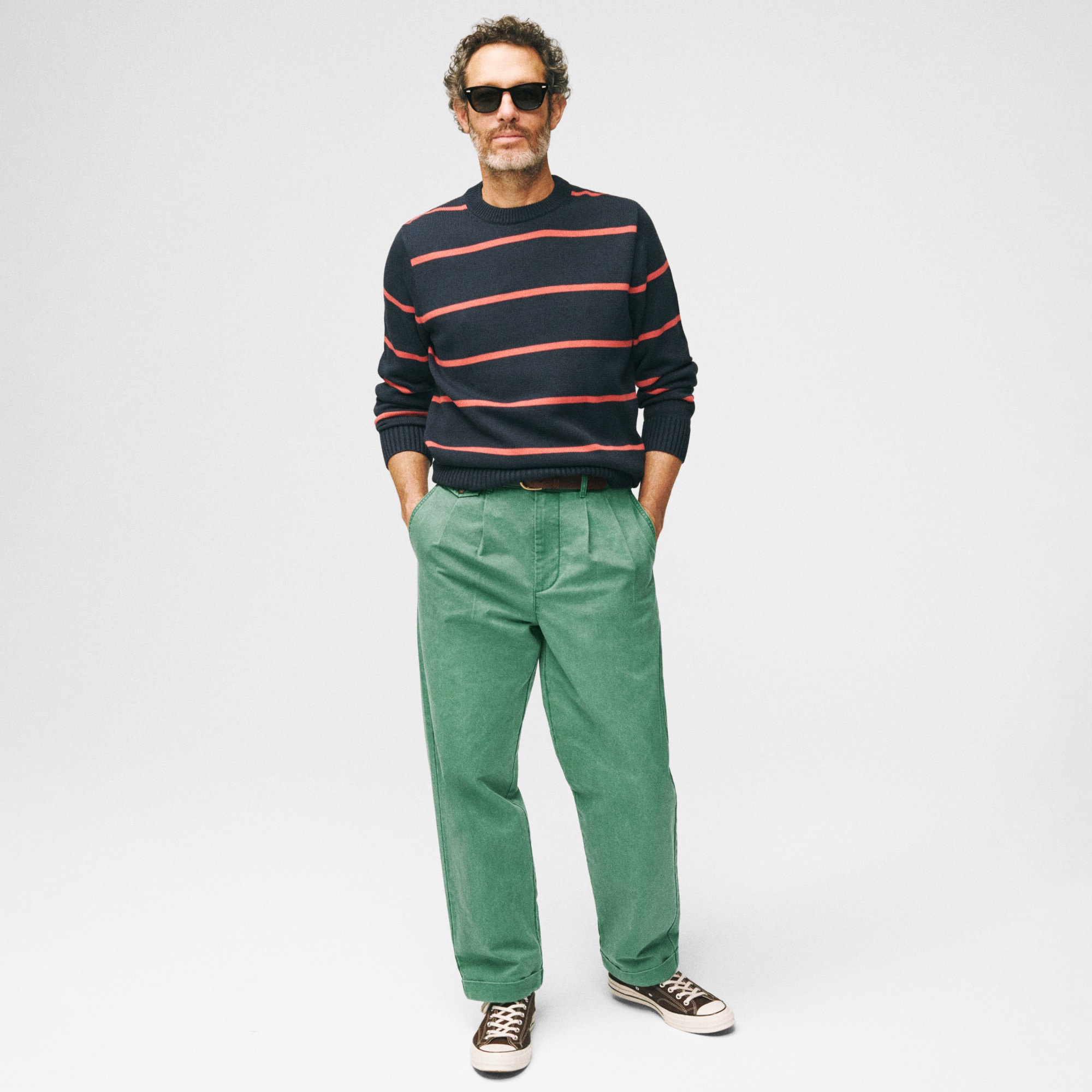  Relaxed-fit double-pleated chino pant in cotton