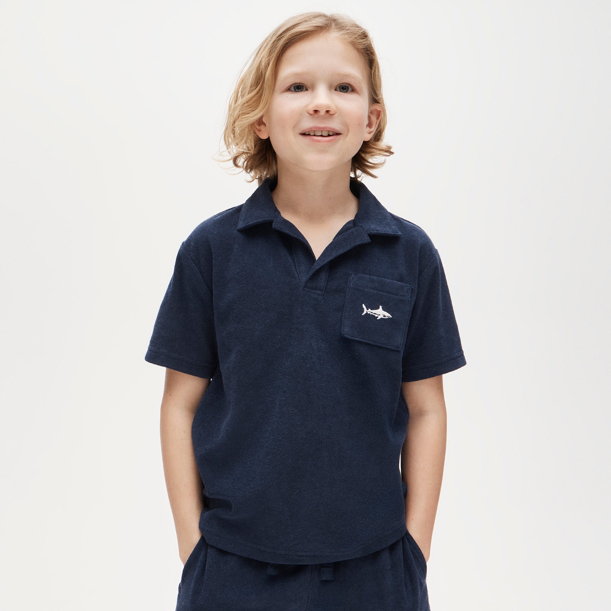 Kids' johnny-collar critter sweater-polo