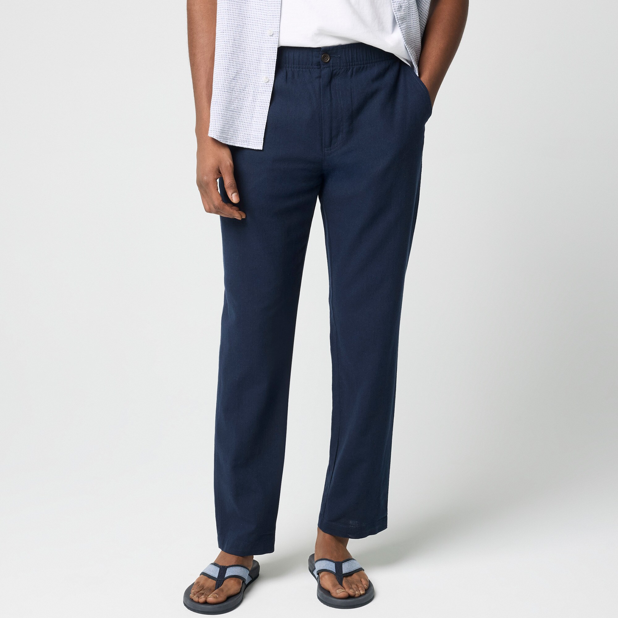 mens Linen-cotton blend drawstring pant