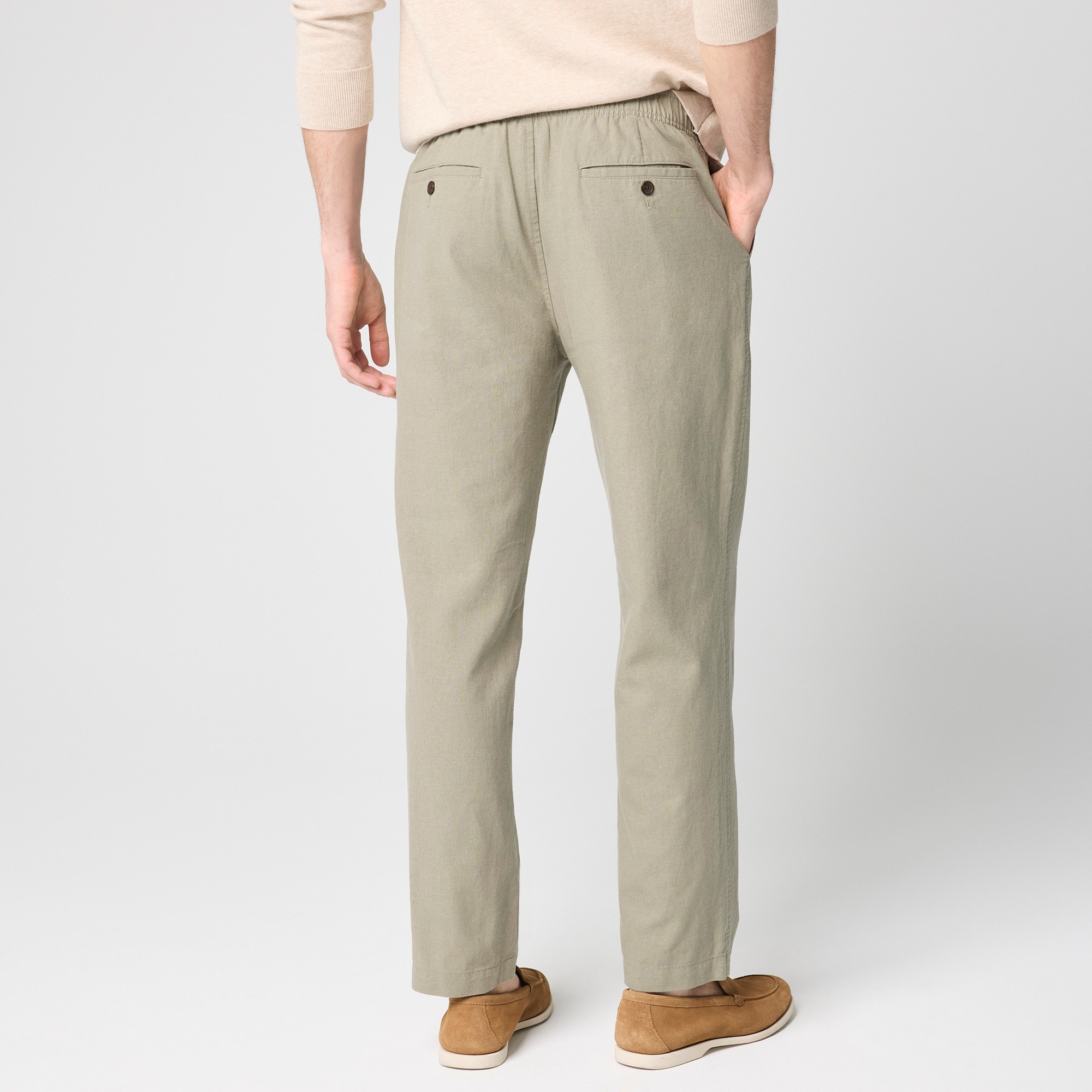 Linen-cotton blend drawstring pant