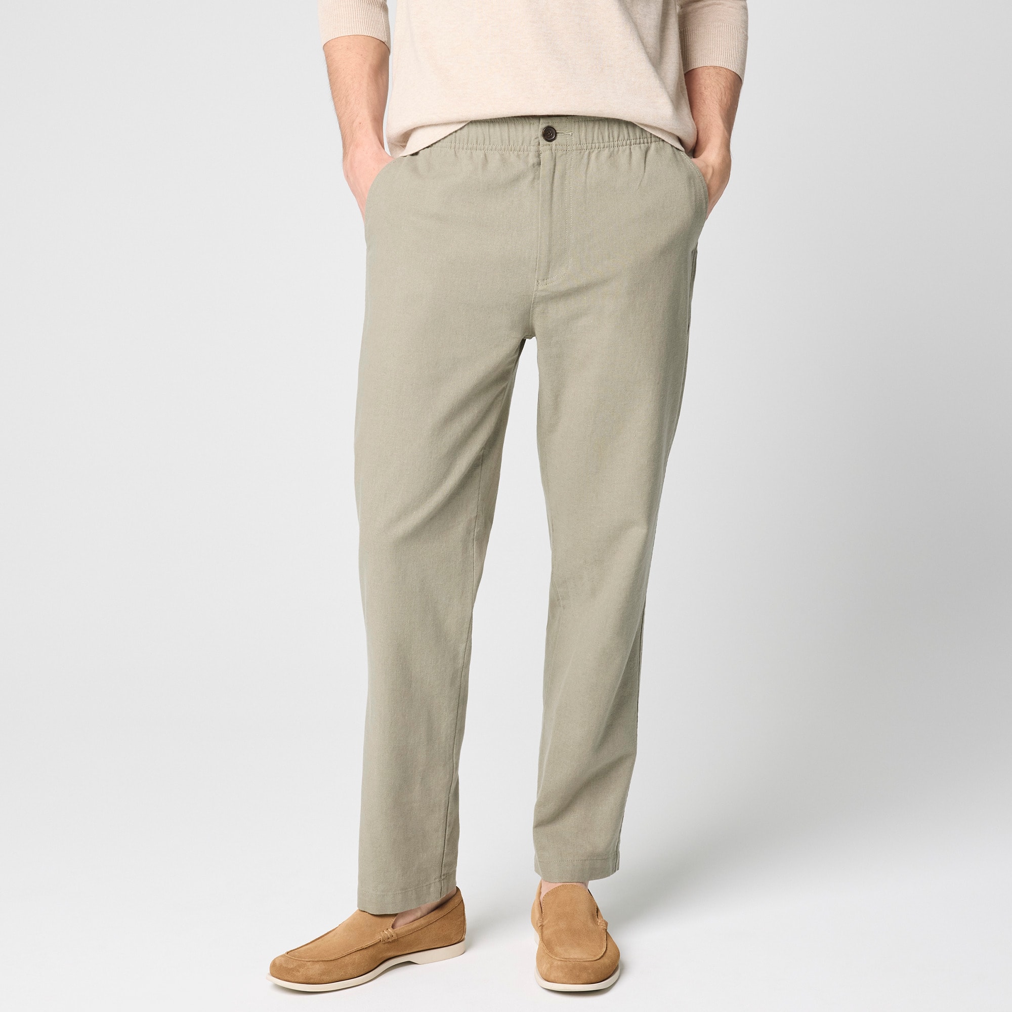 Linen-cotton blend drawstring pant - image 5