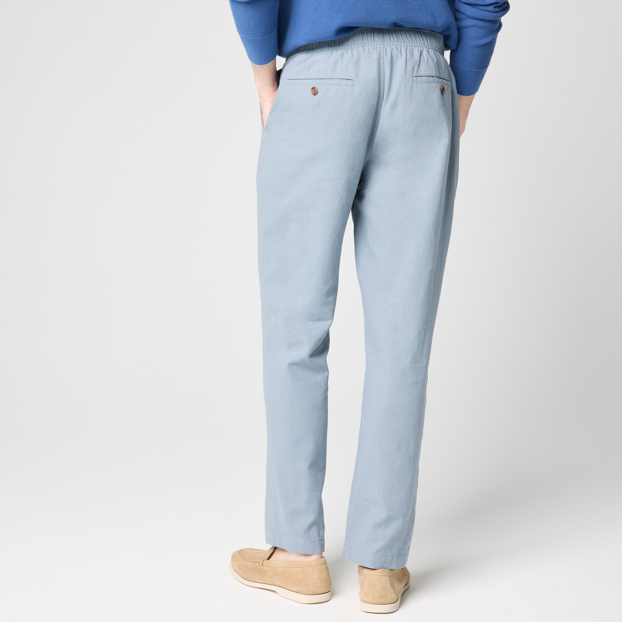 Linen-cotton blend drawstring pant
