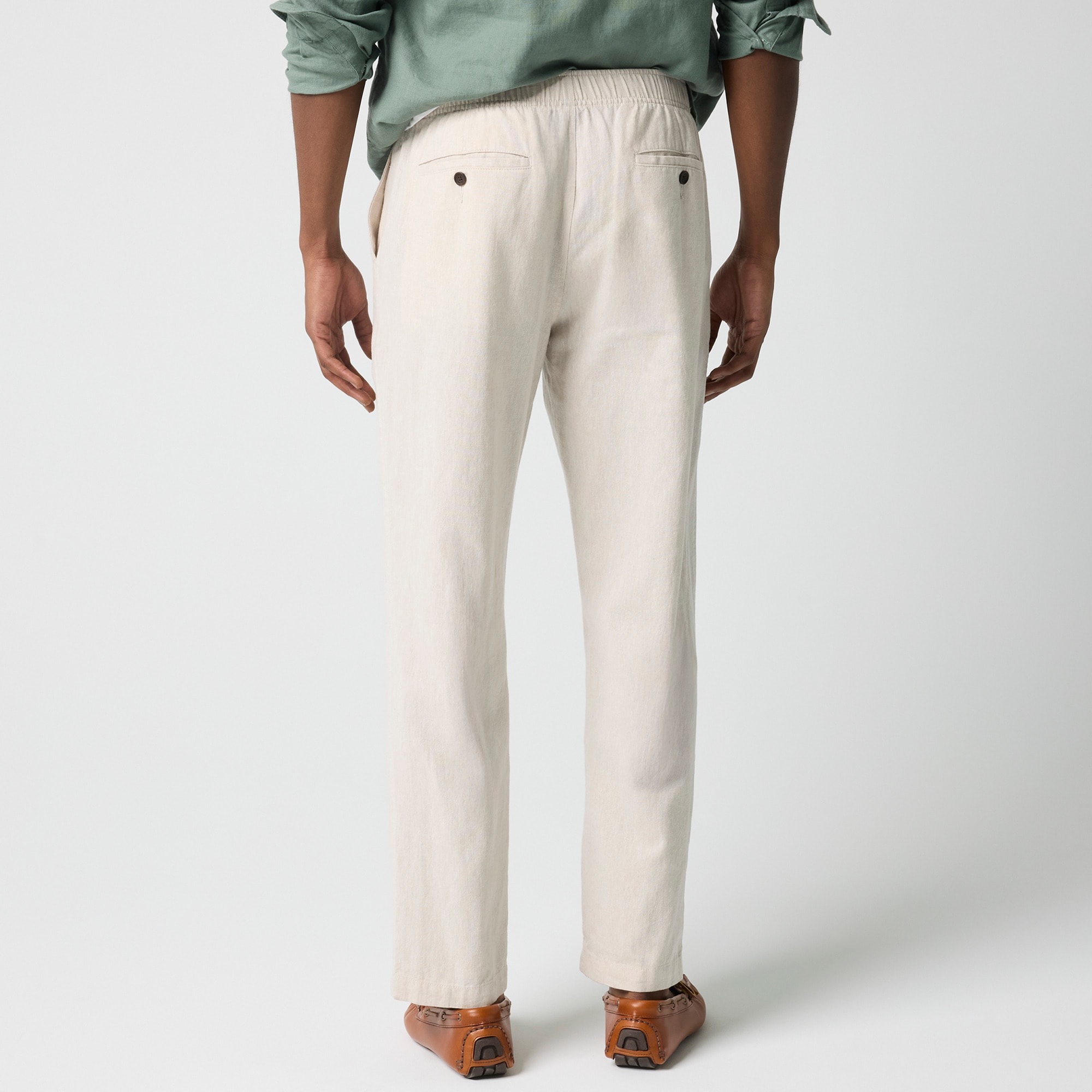 Linen-cotton blend drawstring pant