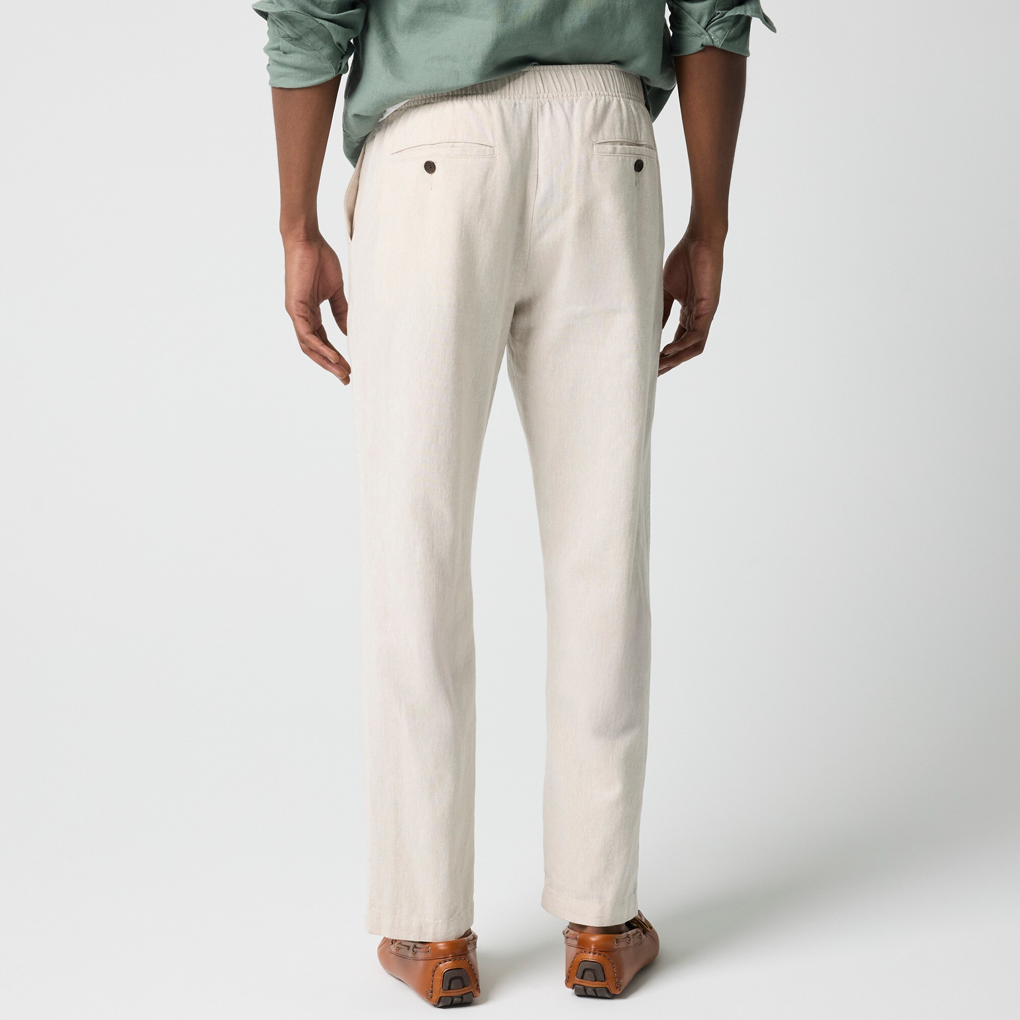 Linen-cotton blend drawstring pant