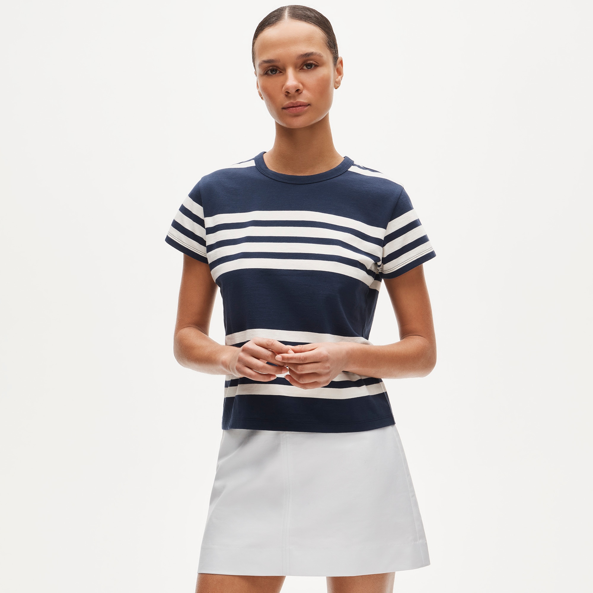 Boyfriend jersey classic-fit T-shirt in stripe