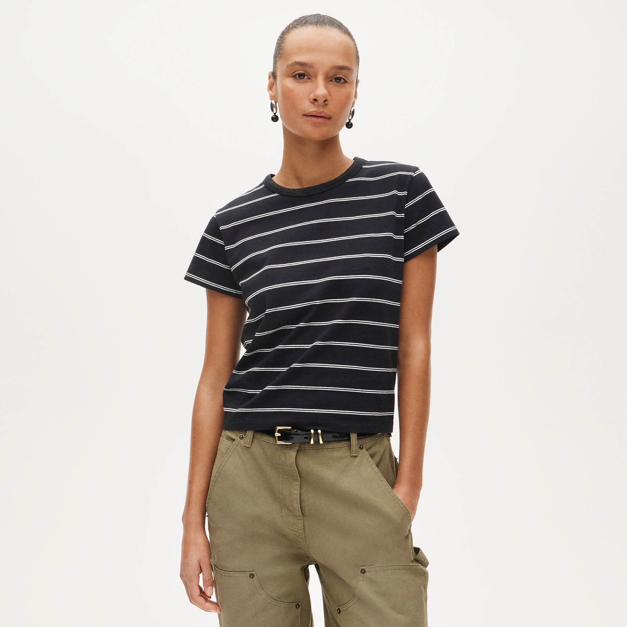 Boyfriend jersey classic-fit T-shirt in stripe