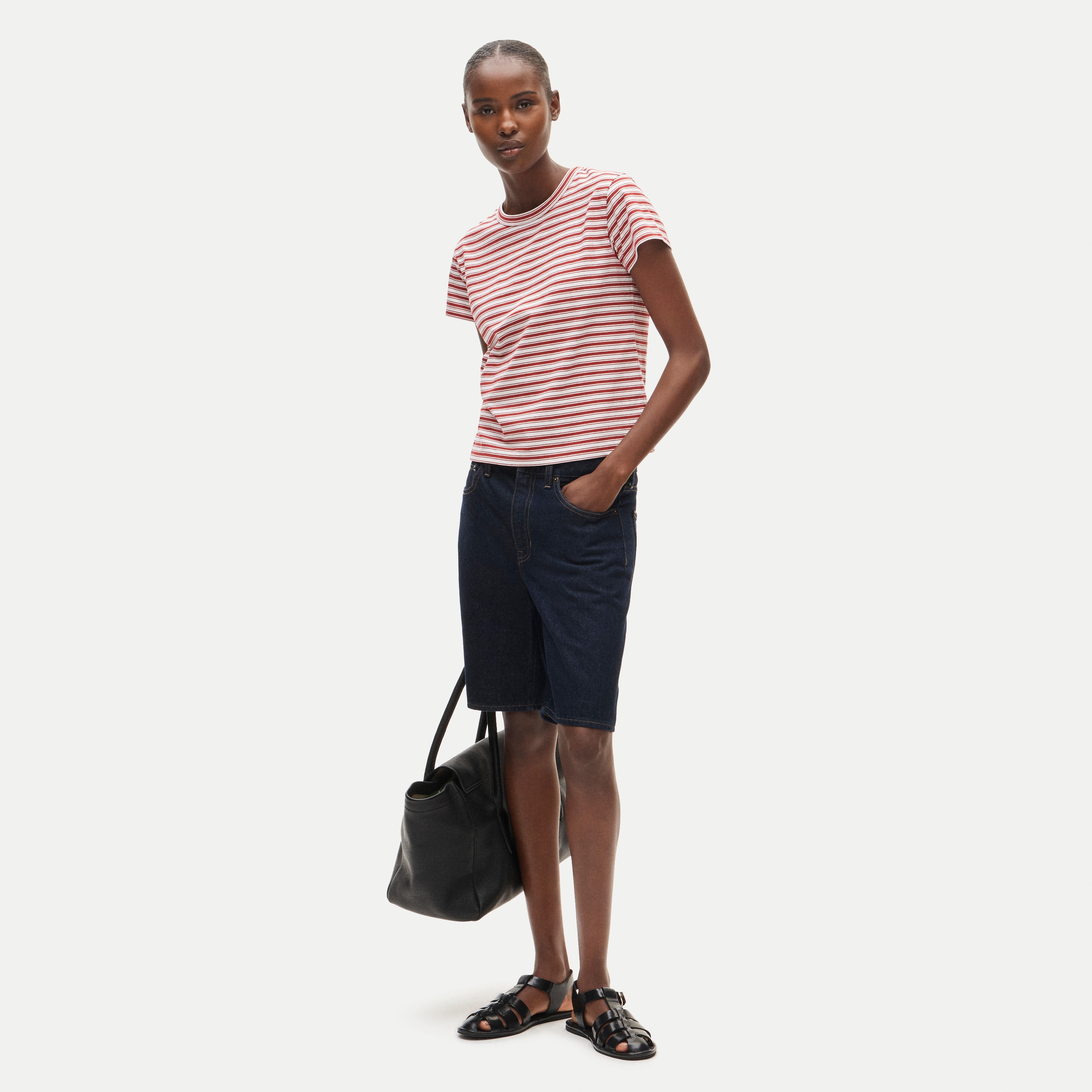 Boyfriend jersey classic-fit T-shirt in stripe - thumbnail 4