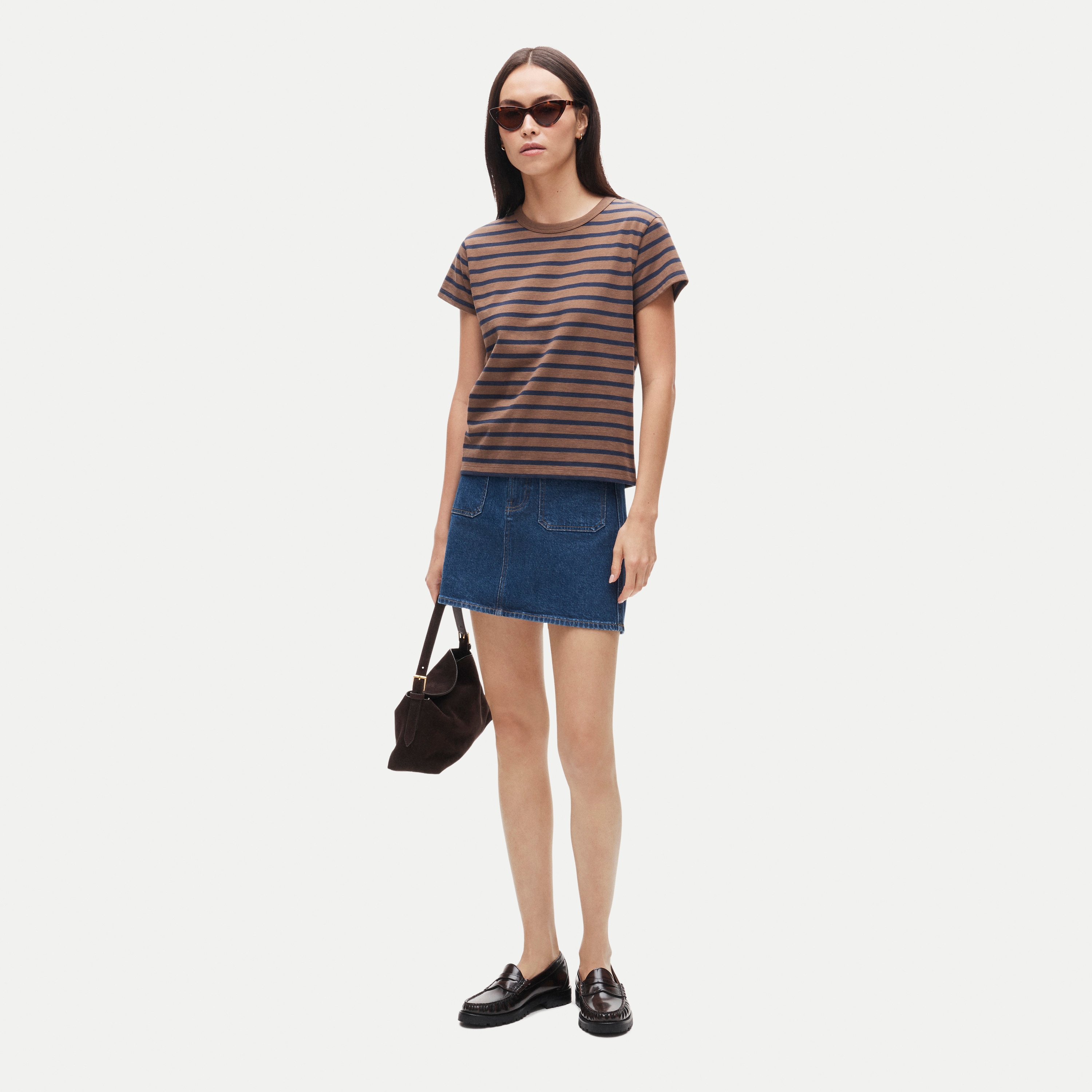 Boyfriend jersey classic-fit T-shirt in stripe - thumbnail 2