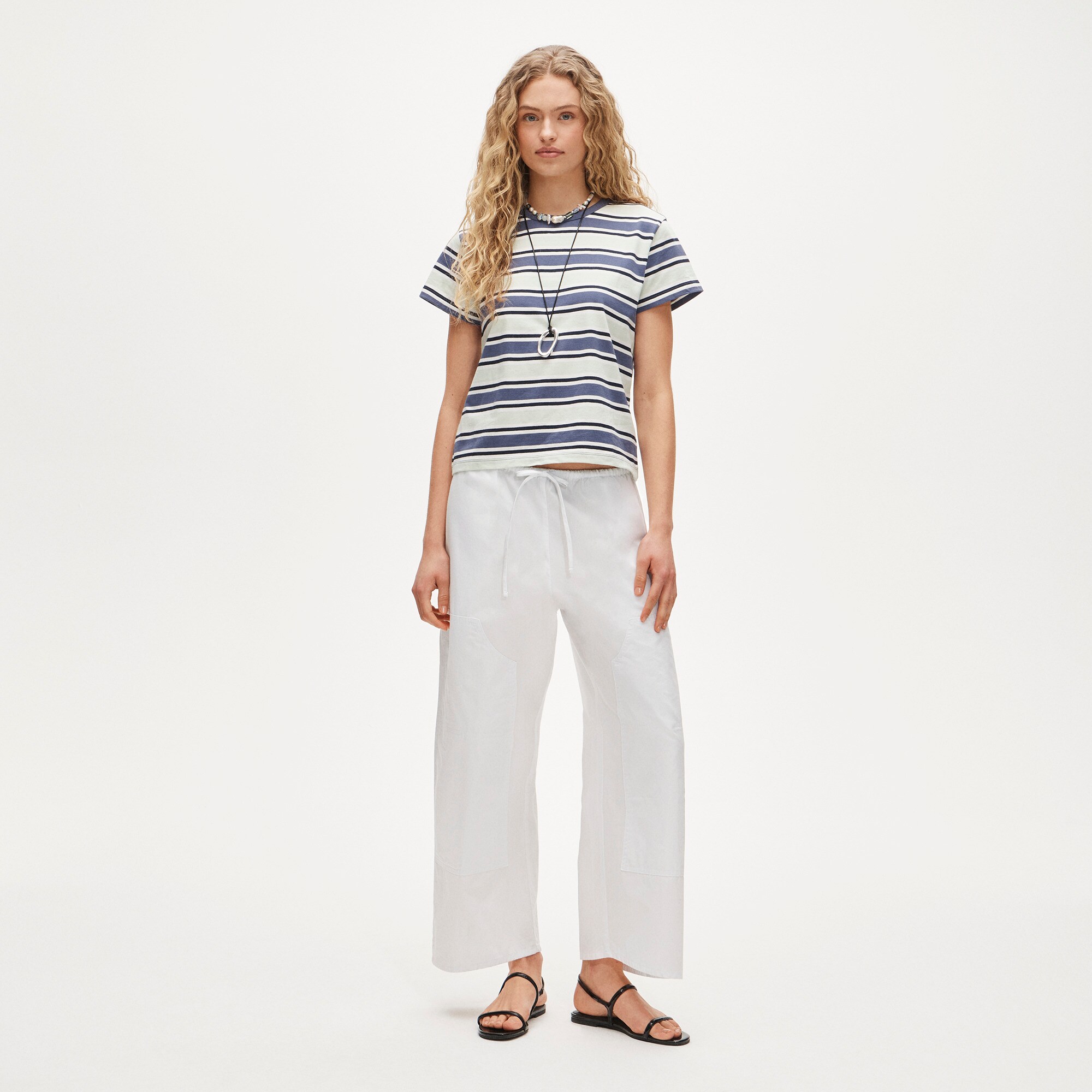 Boyfriend jersey classic-fit T-shirt in stripe