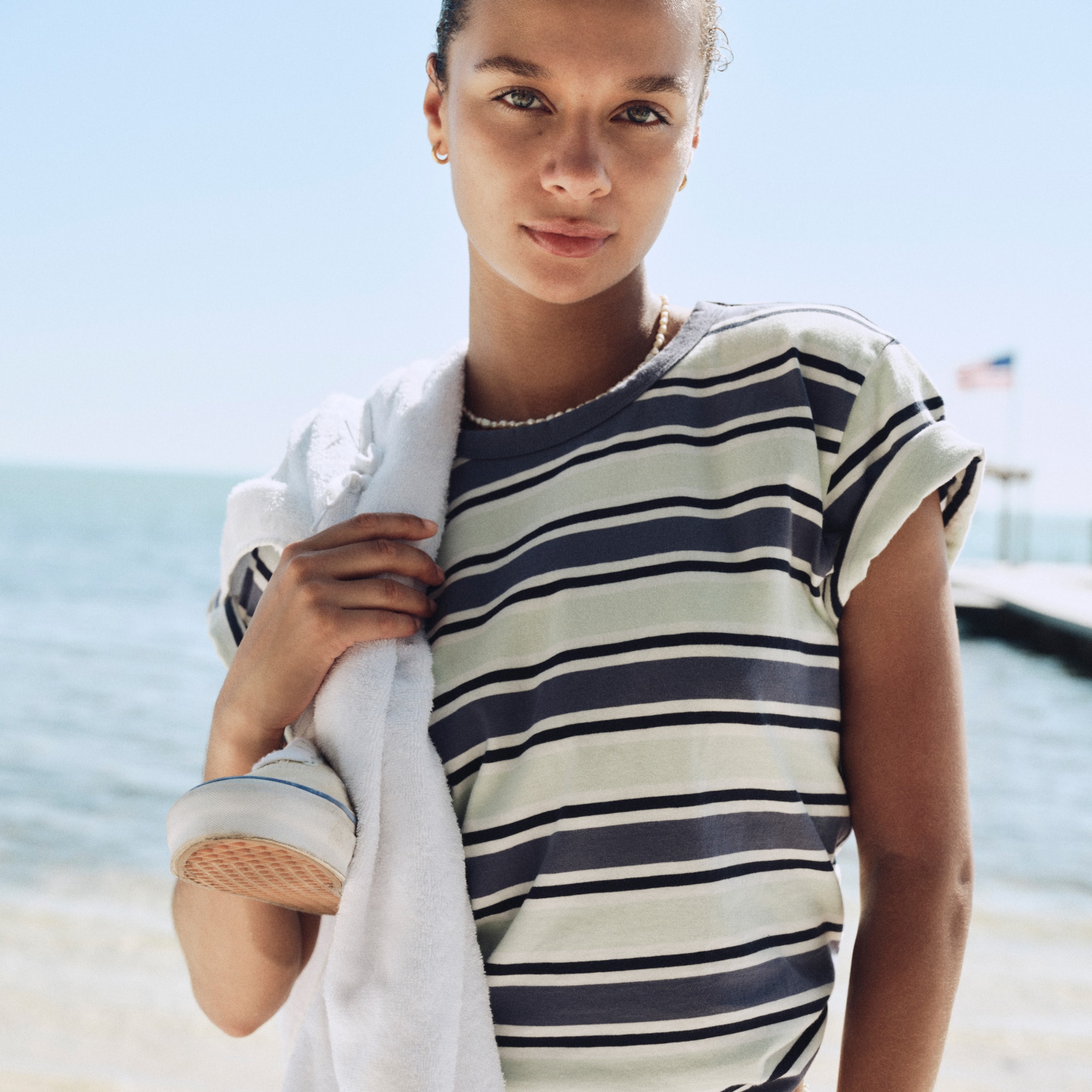Boyfriend jersey classic-fit T-shirt in stripe