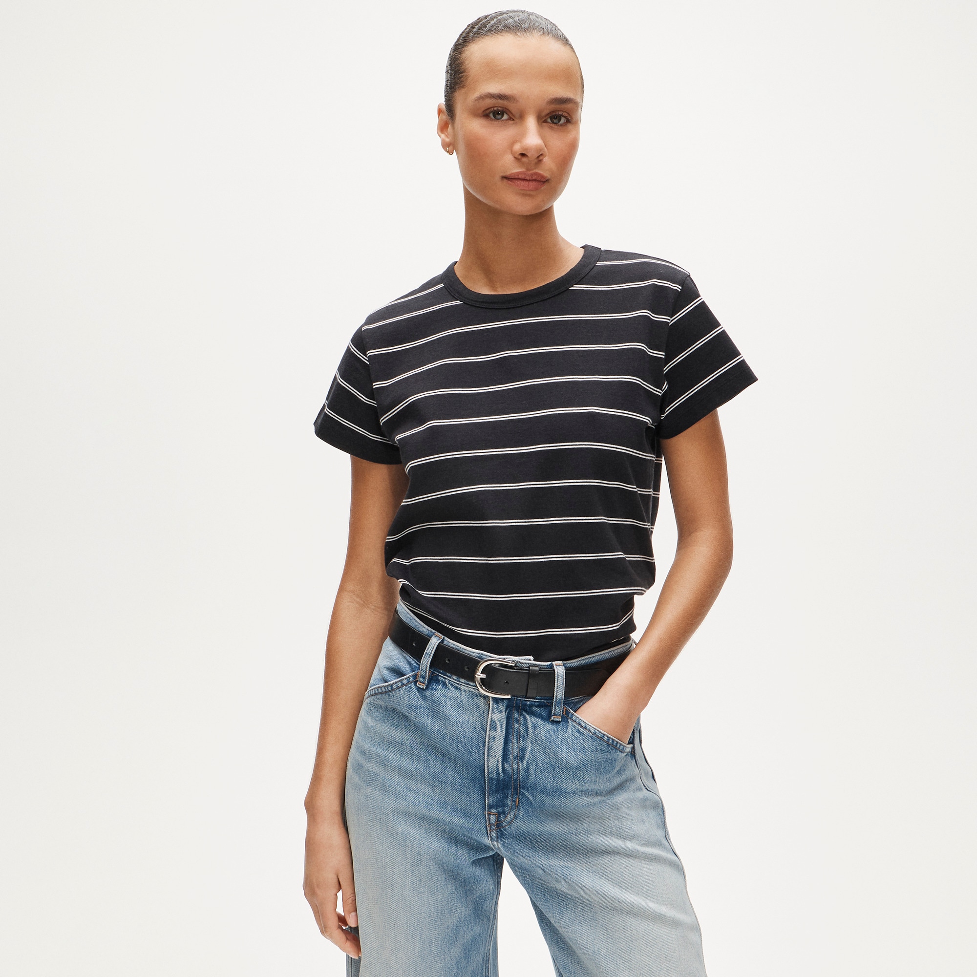 Boyfriend jersey classic-fit T-shirt in stripe