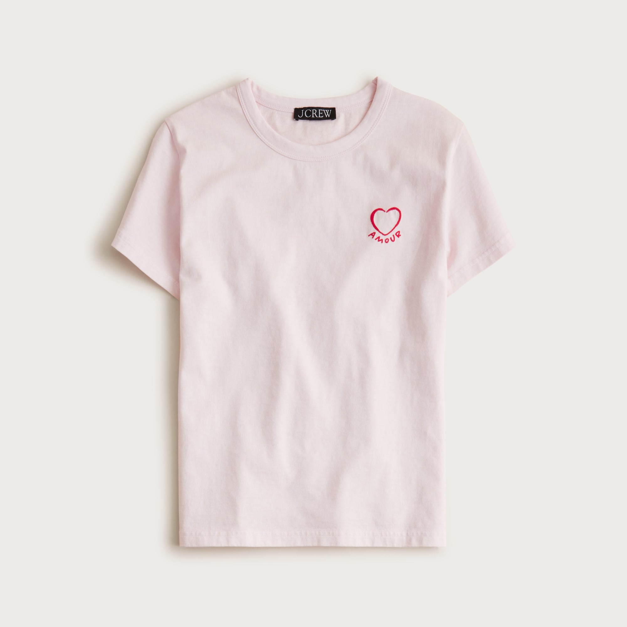 Boyfriend jersey classic-fit T-shirt with heart embroidery