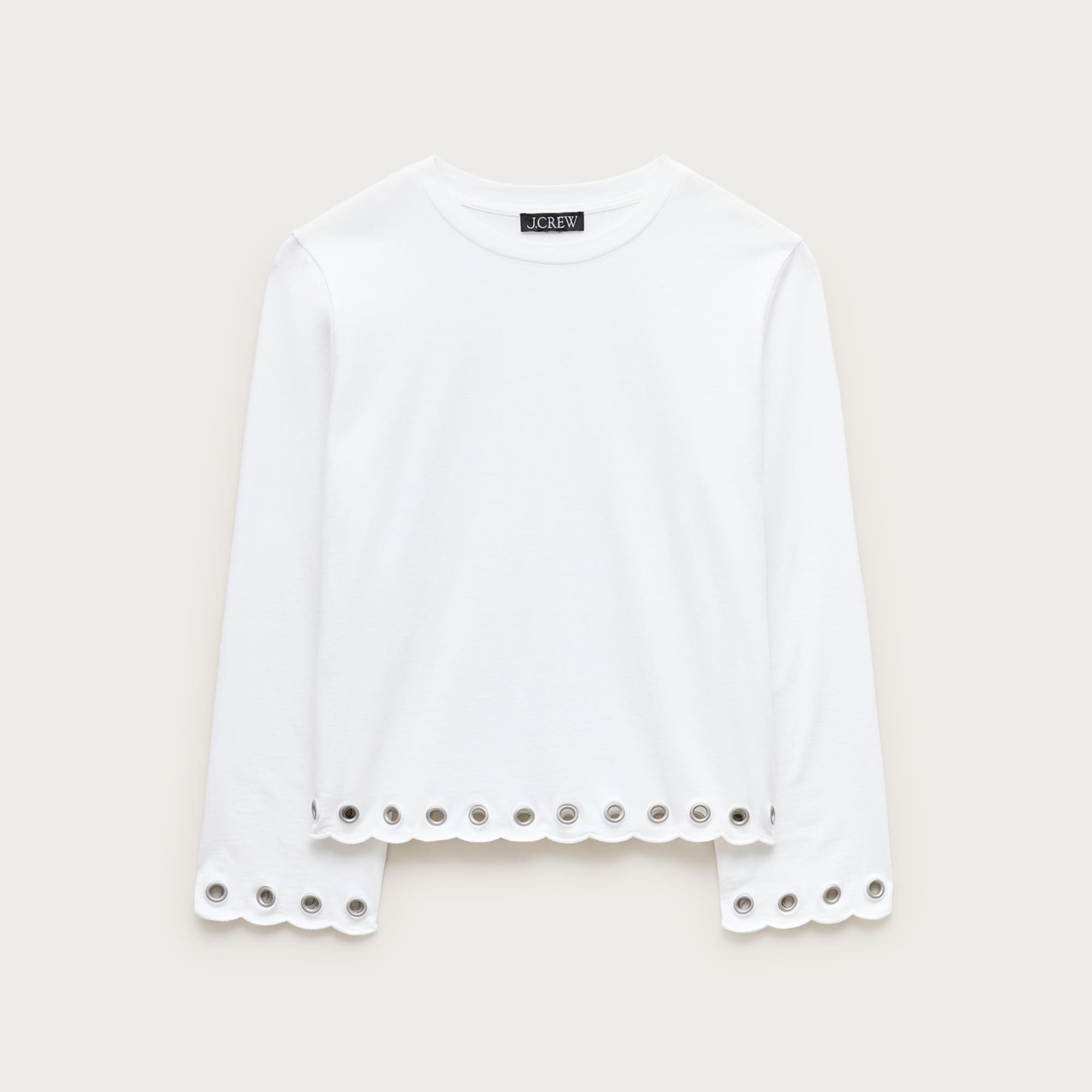 Boyfriend jersey relaxed long-sleeve T-shirt with grommets