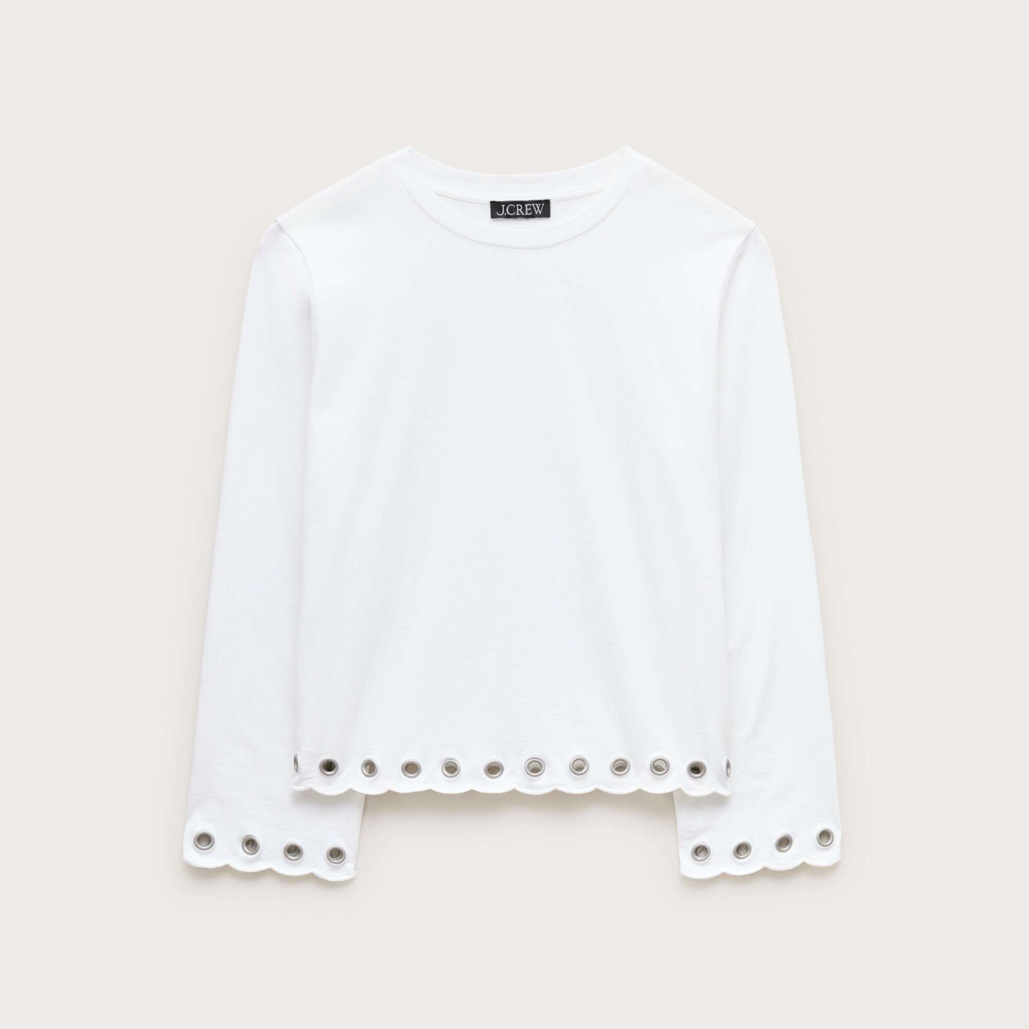 Boyfriend jersey relaxed long-sleeve T-shirt with grommets