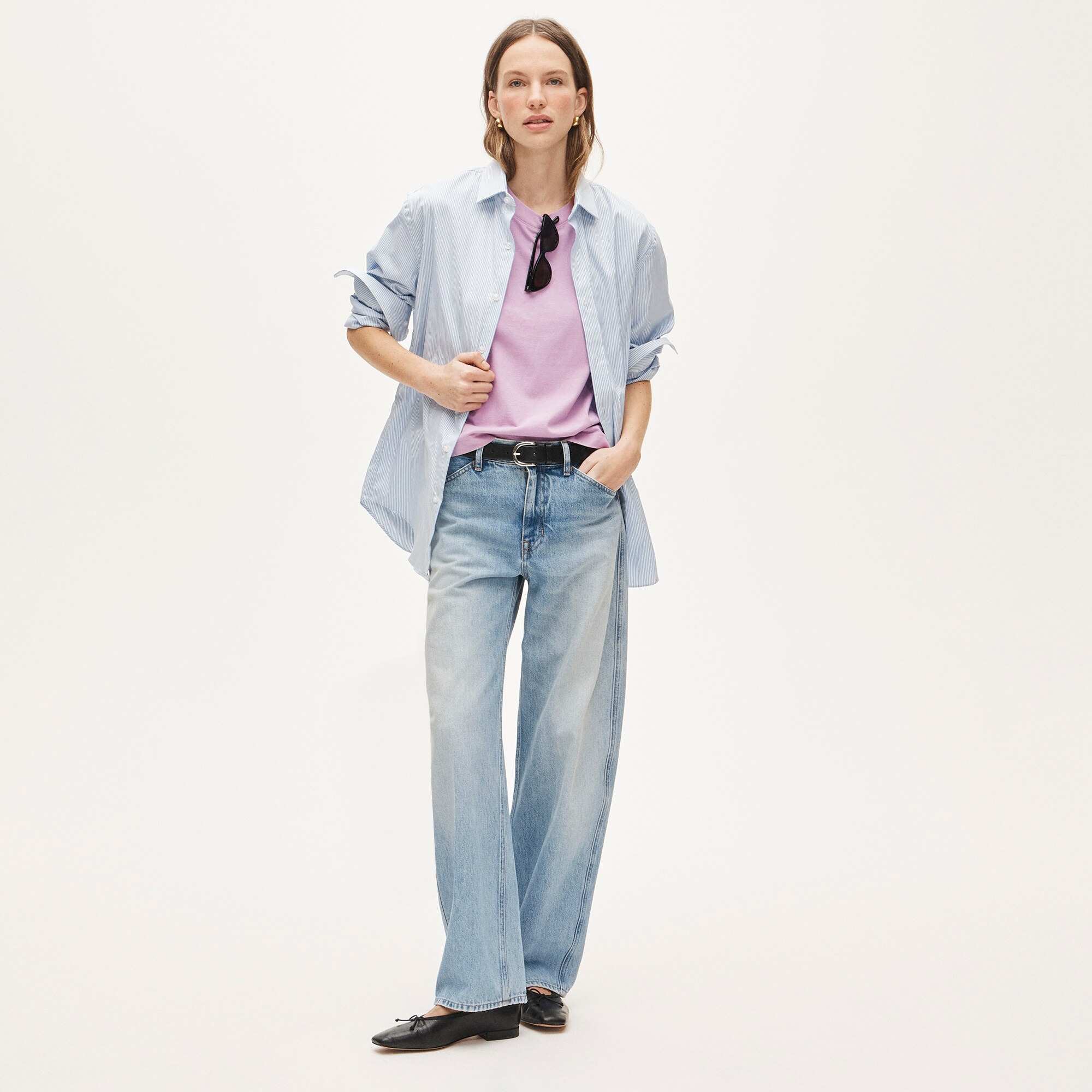 Boyfriend jersey relaxed cropped T-shirt