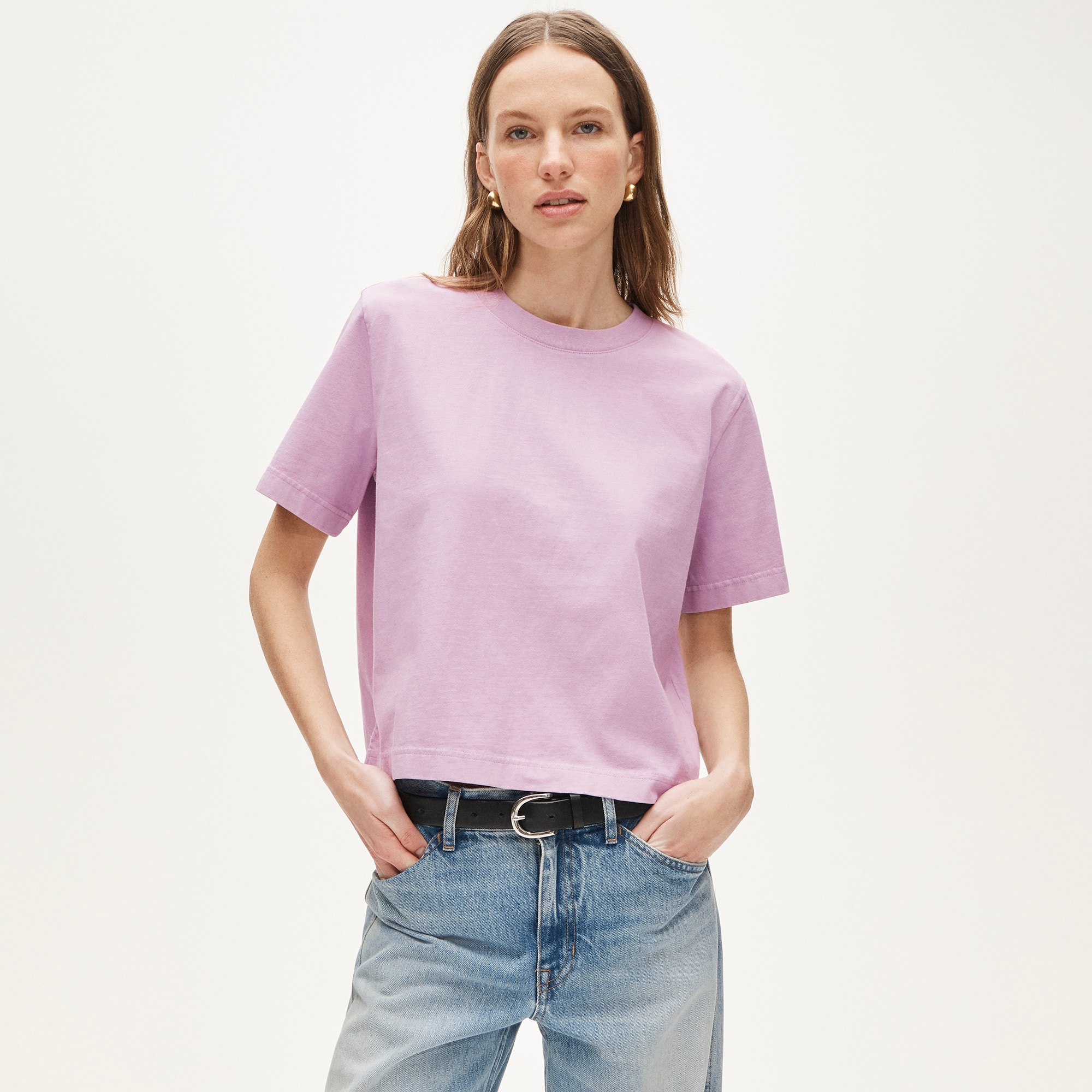 Boyfriend jersey relaxed cropped T-shirt