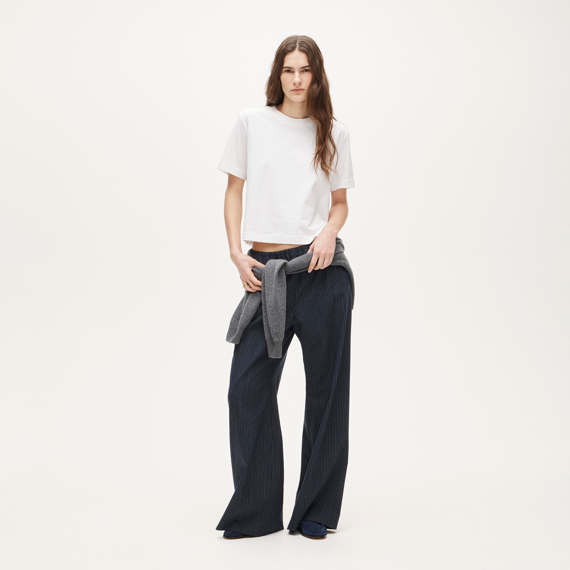 Boyfriend jersey relaxed cropped T-shirt
