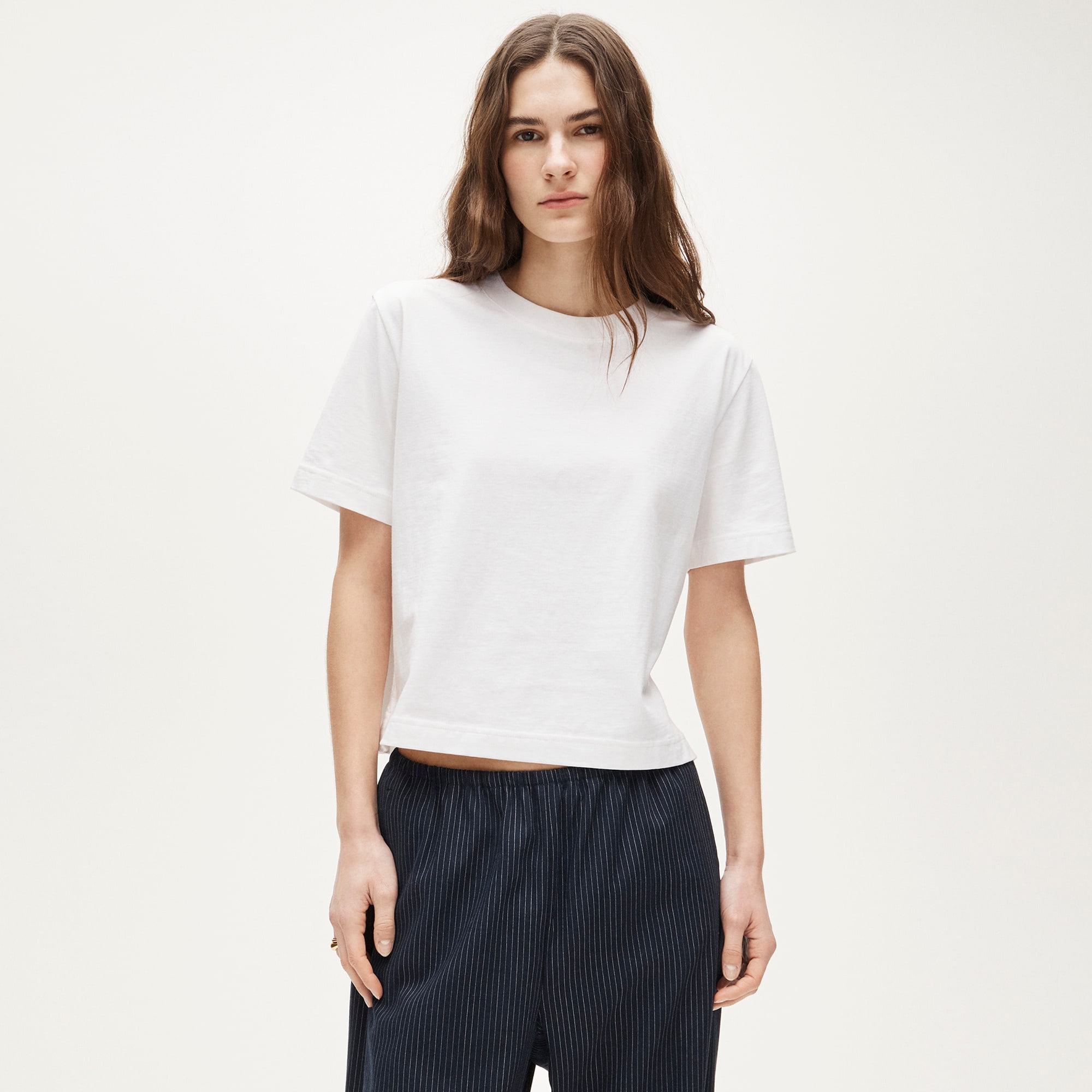 Boyfriend jersey relaxed cropped T-shirt