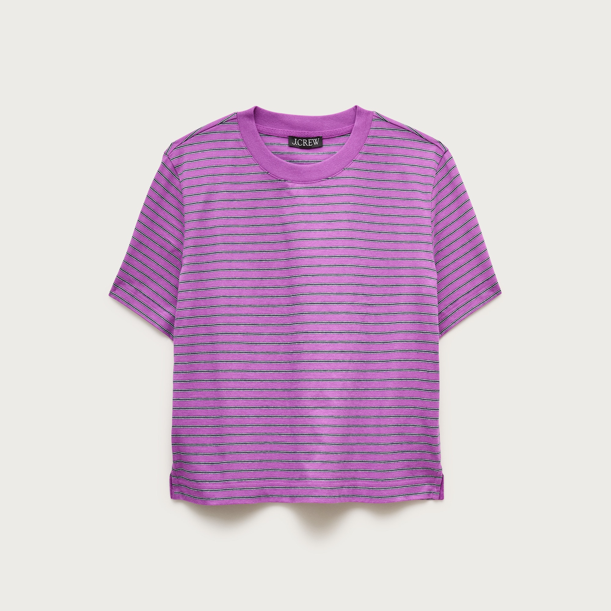 Boyfriend jersey relaxed cropped T-shirt in stripe