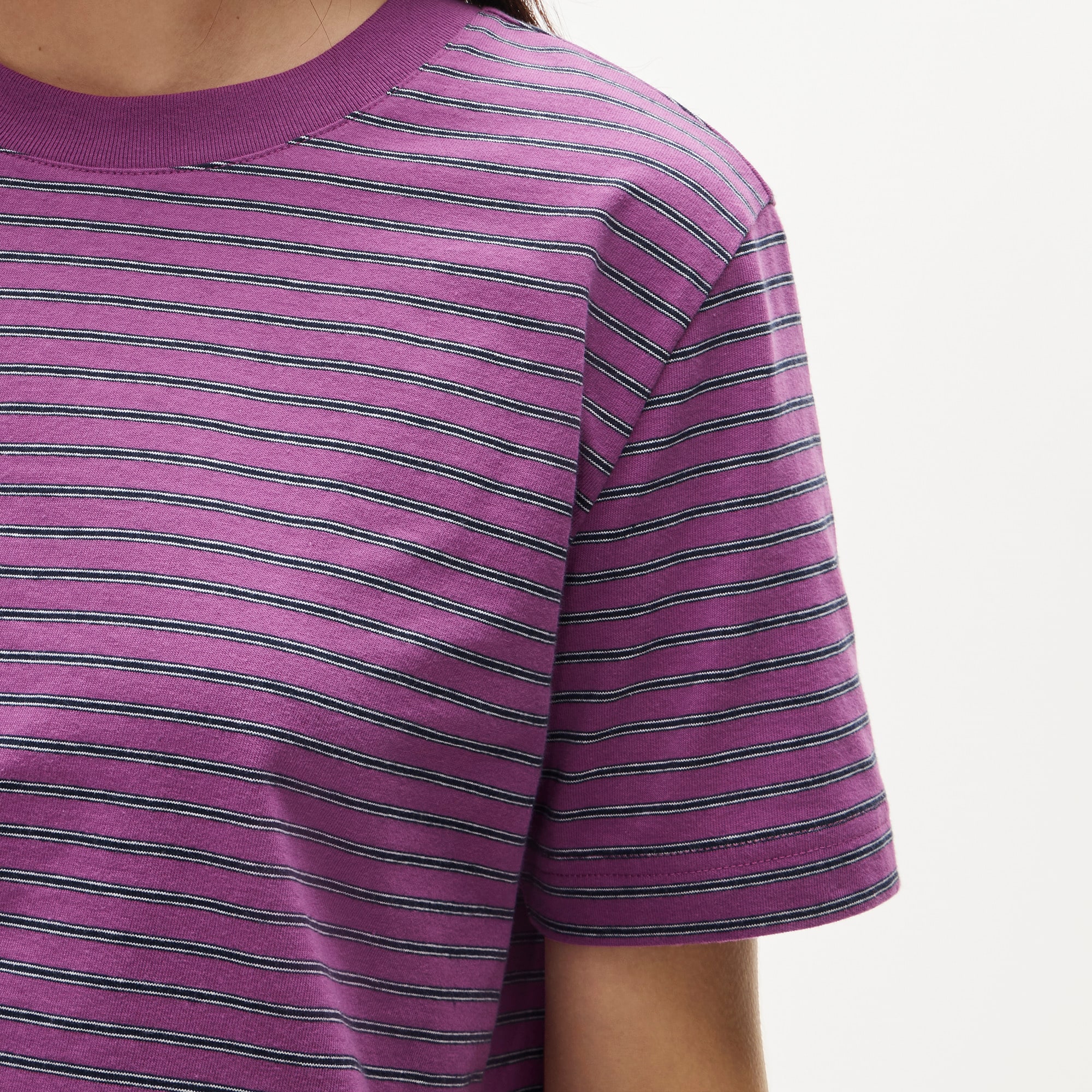 Boyfriend jersey relaxed cropped T-shirt in stripe - image 4