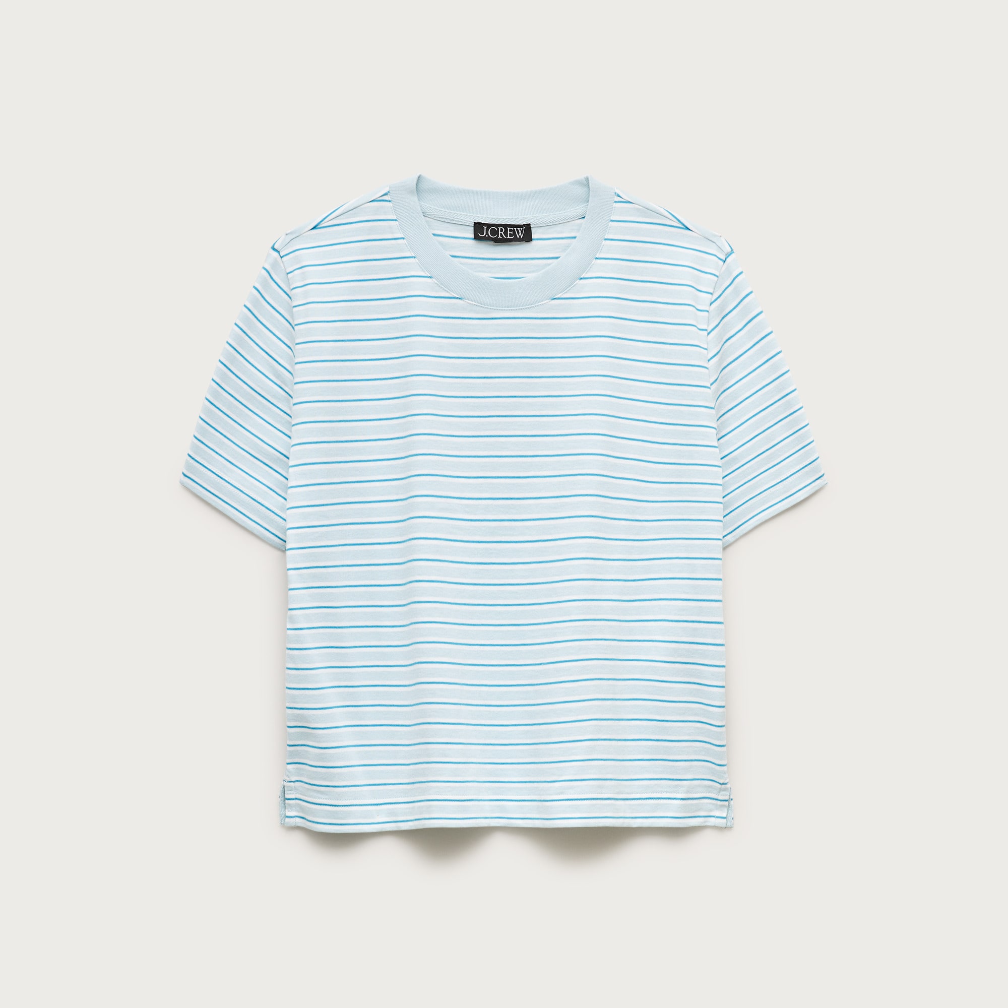 Boyfriend jersey relaxed cropped T-shirt in stripe