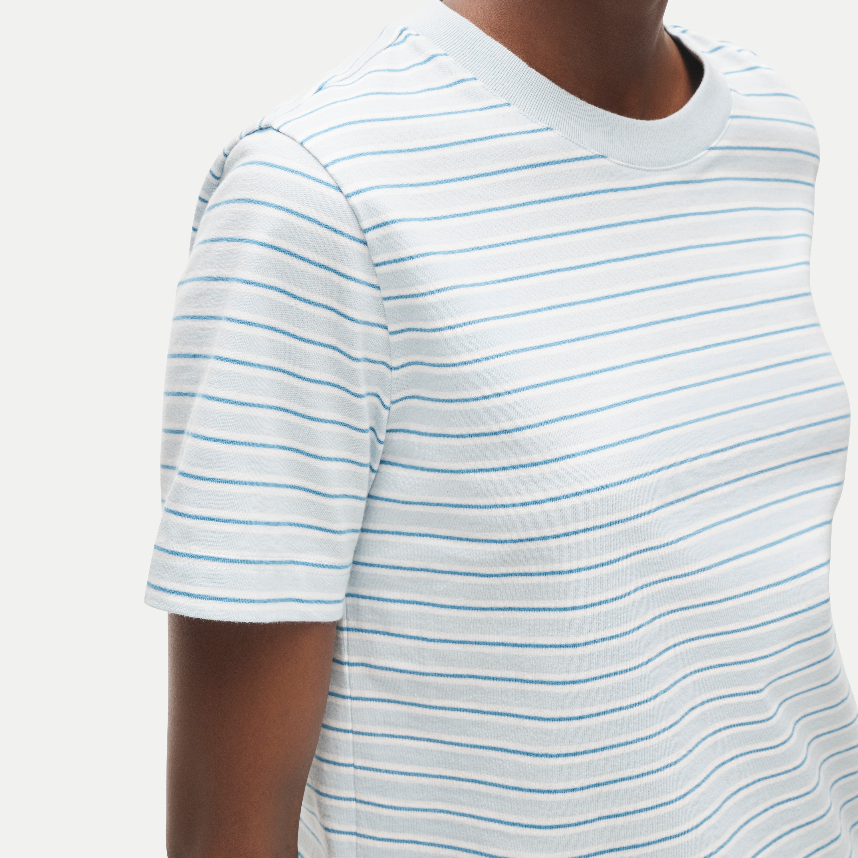 Boyfriend jersey relaxed cropped T-shirt in stripe