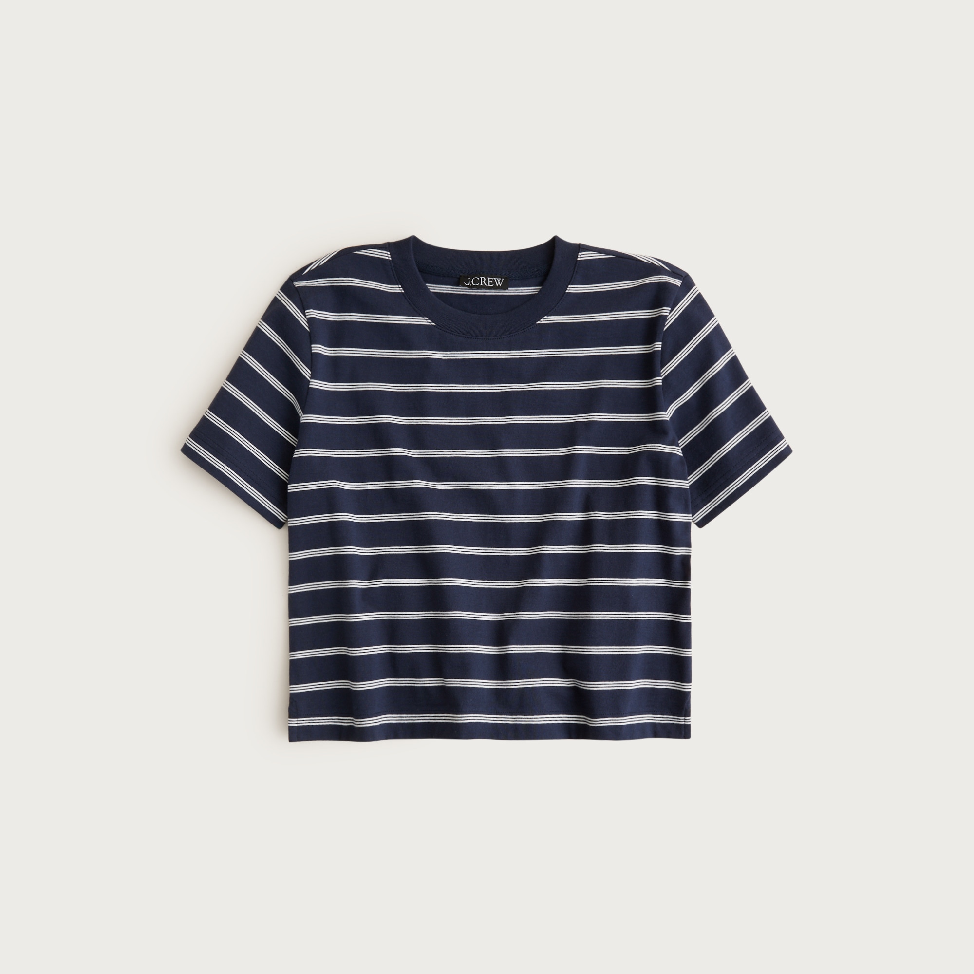 Boyfriend jersey relaxed cropped T-shirt in stripe