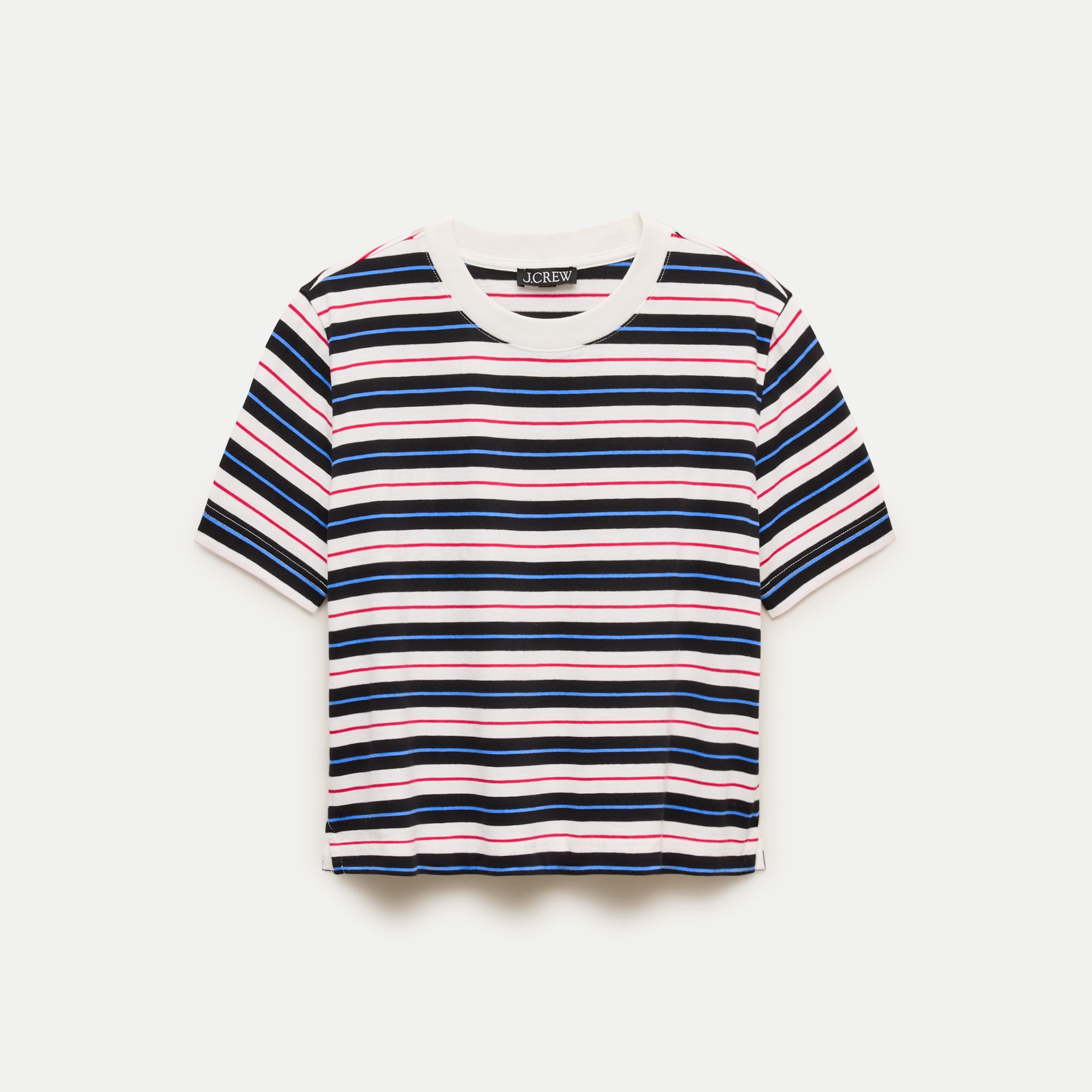 Boyfriend jersey relaxed cropped T-shirt in stripe - thumbnail 3