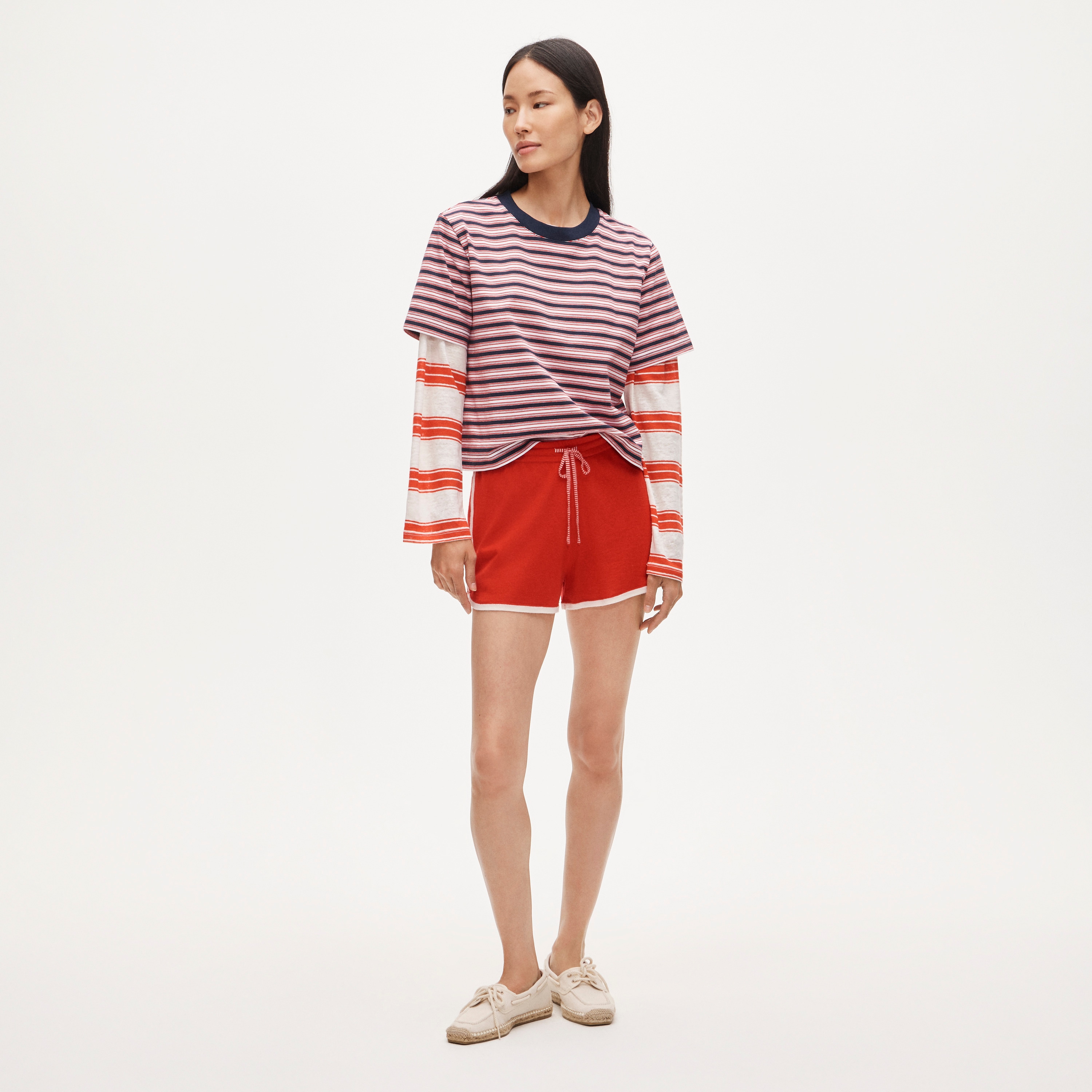 Boyfriend jersey relaxed cropped T-shirt in stripe