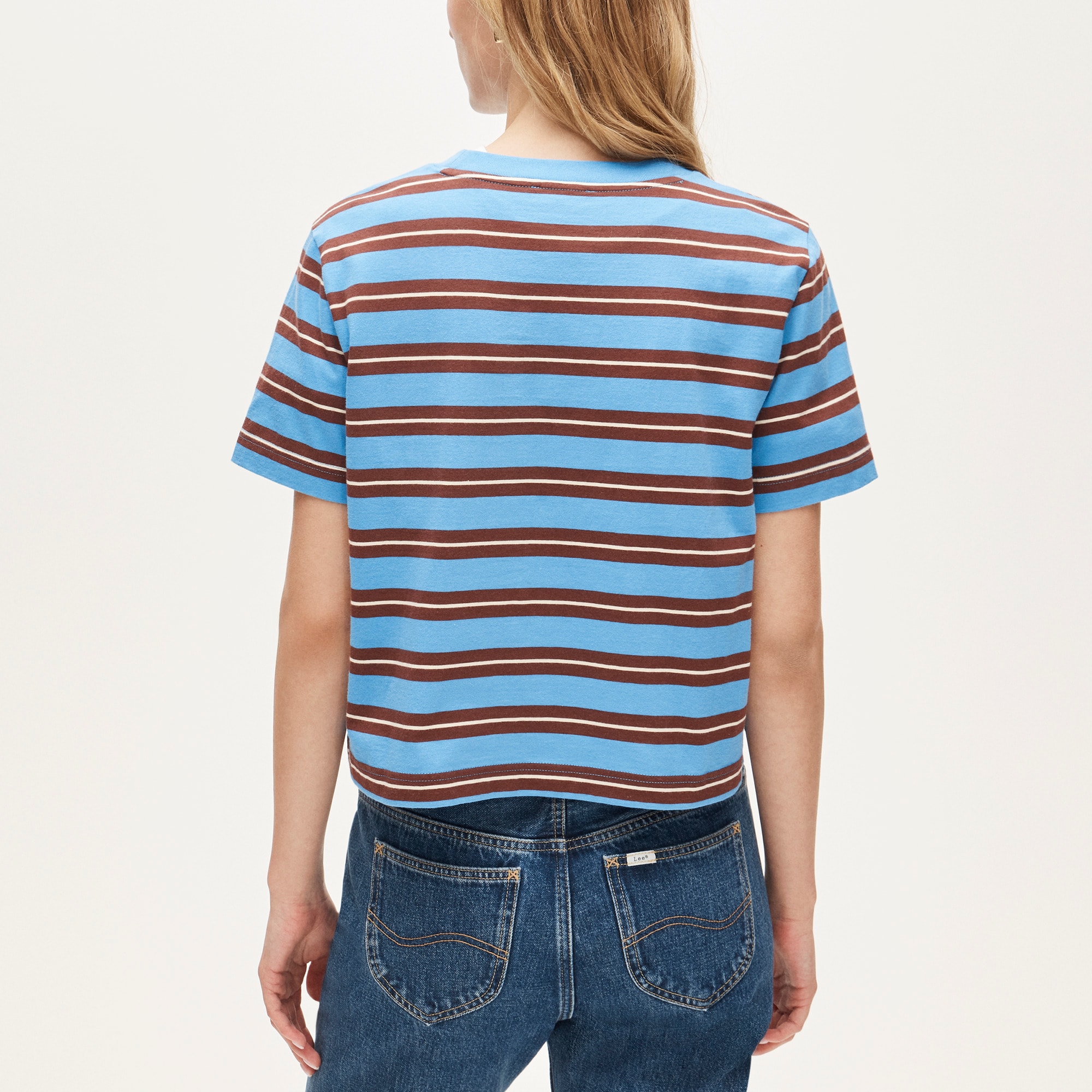 Boyfriend jersey relaxed cropped T-shirt in stripe - image 5