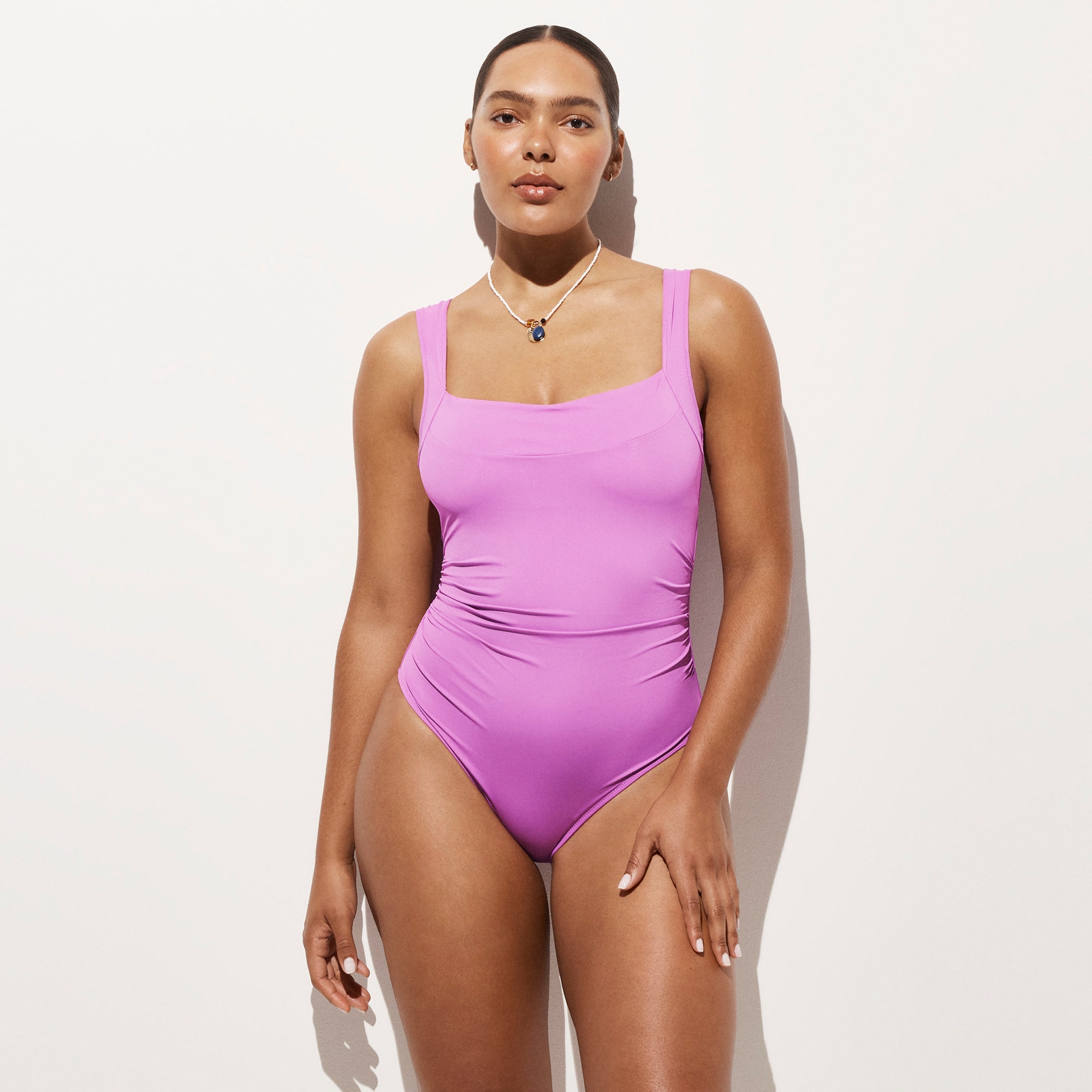 Nia ruched squareneck one-piece