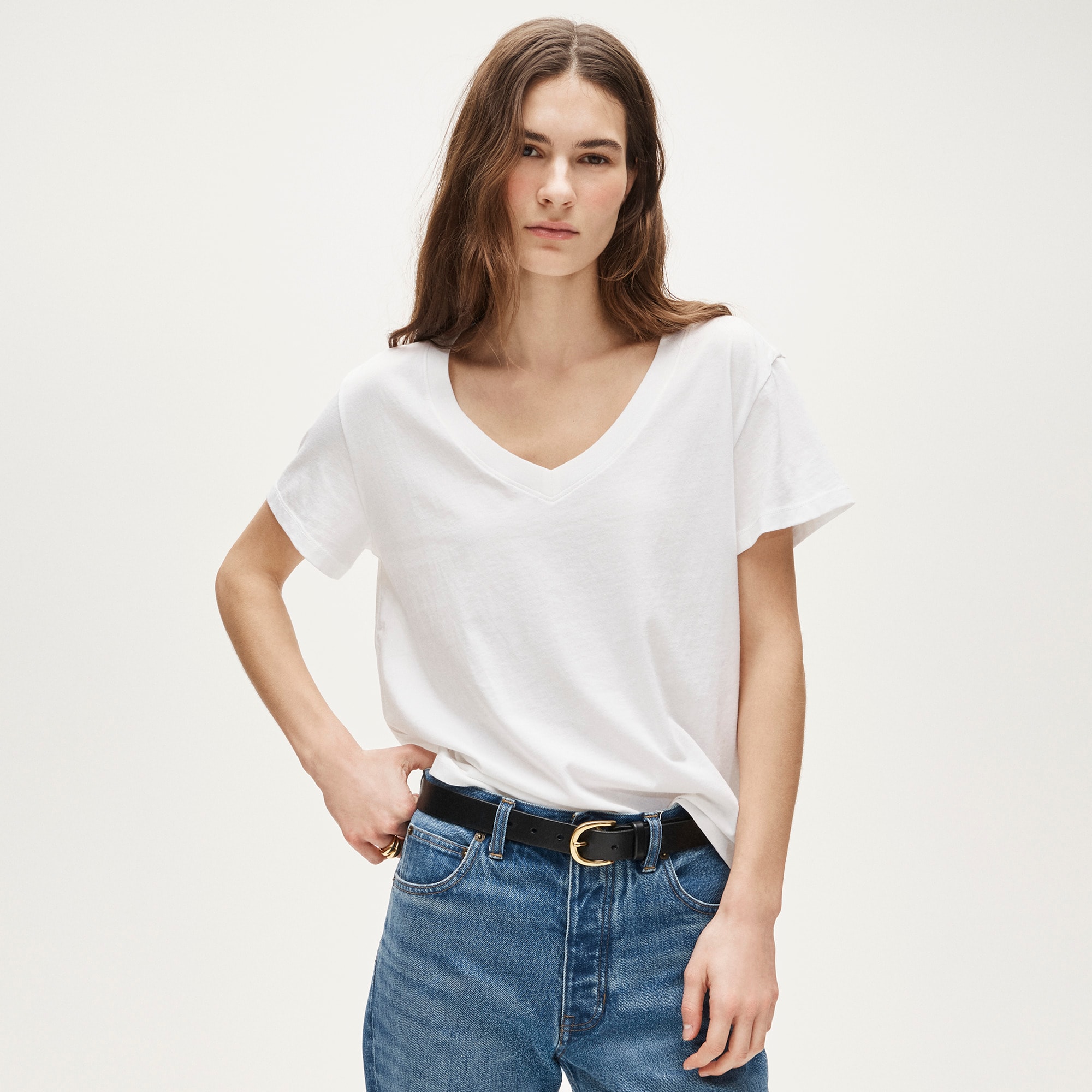 womens New vintage jersey relaxed V-neck T-shirt