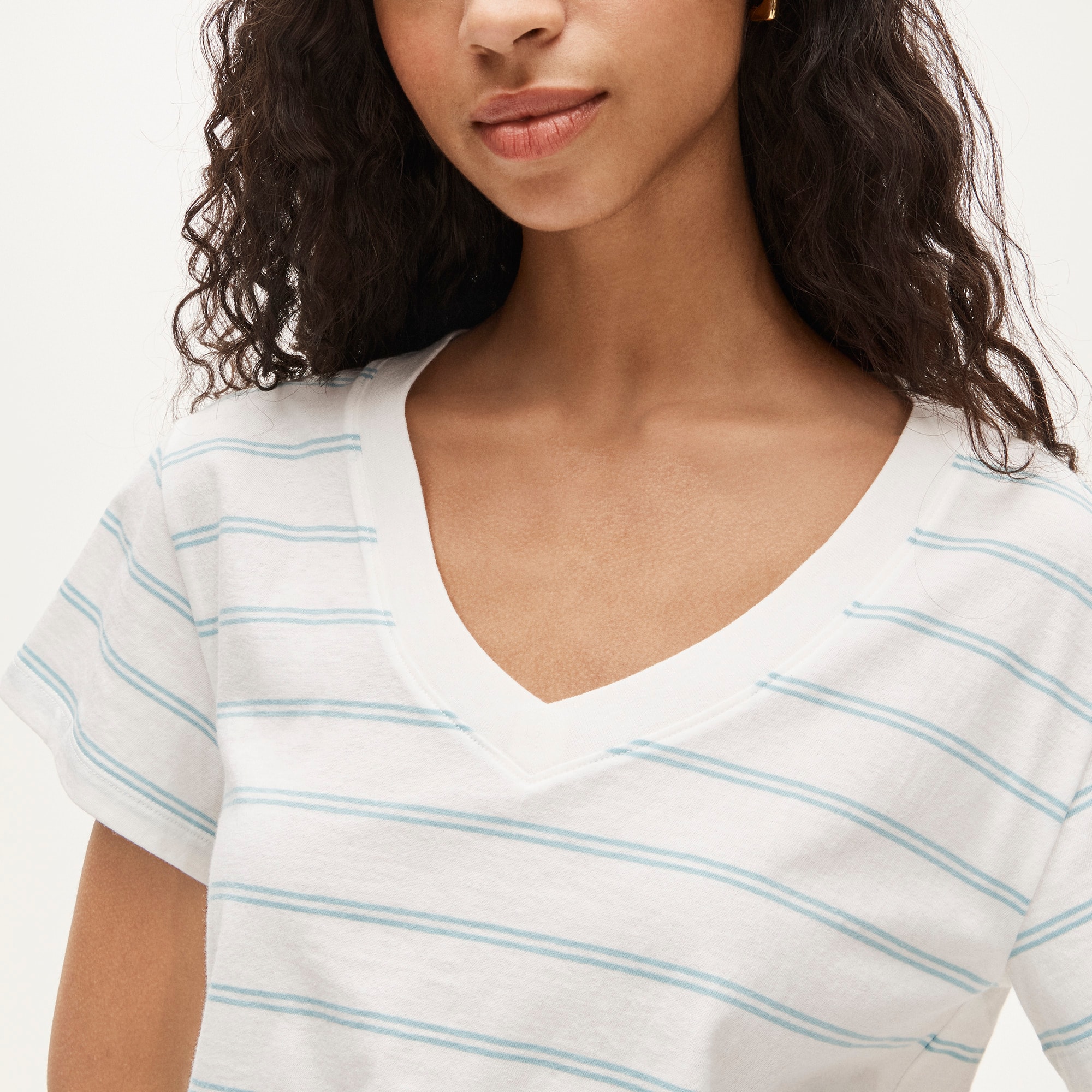 New vintage jersey relaxed V-neck T-shirt in stripe