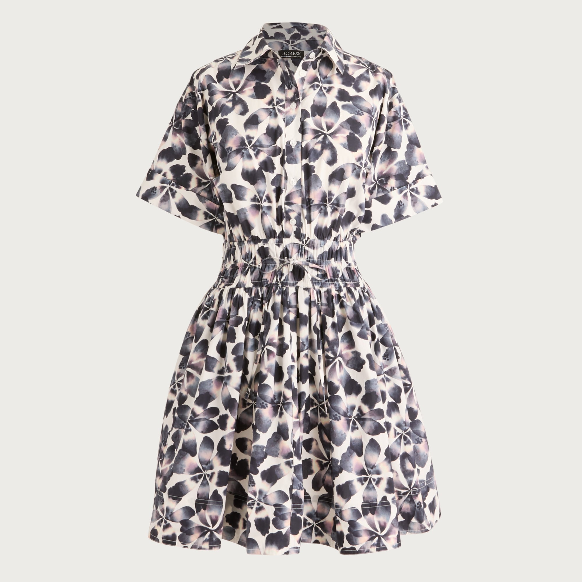 Elena mini shirt-dress in floral-print cotton poplin