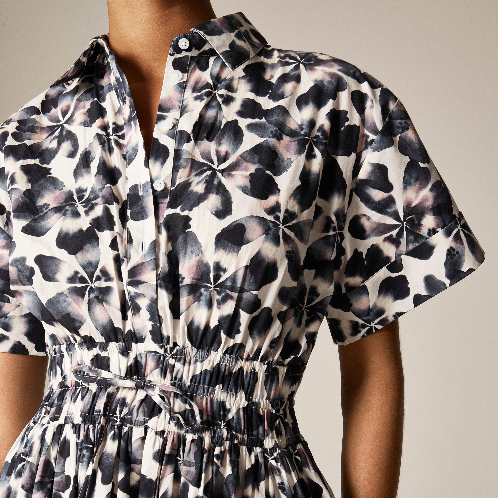 Elena mini shirt-dress in floral-print cotton poplin