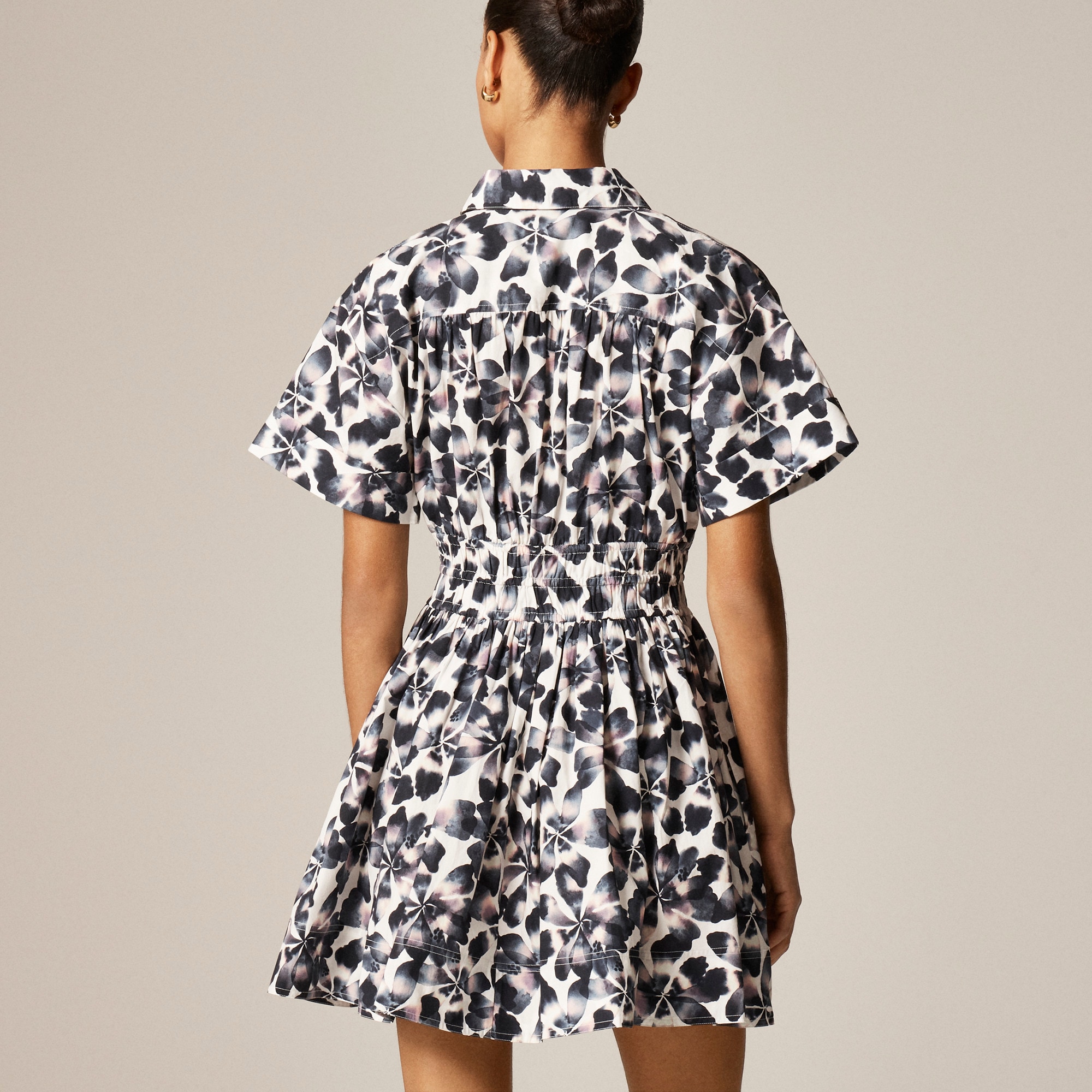 Elena mini shirt-dress in floral-print cotton poplin