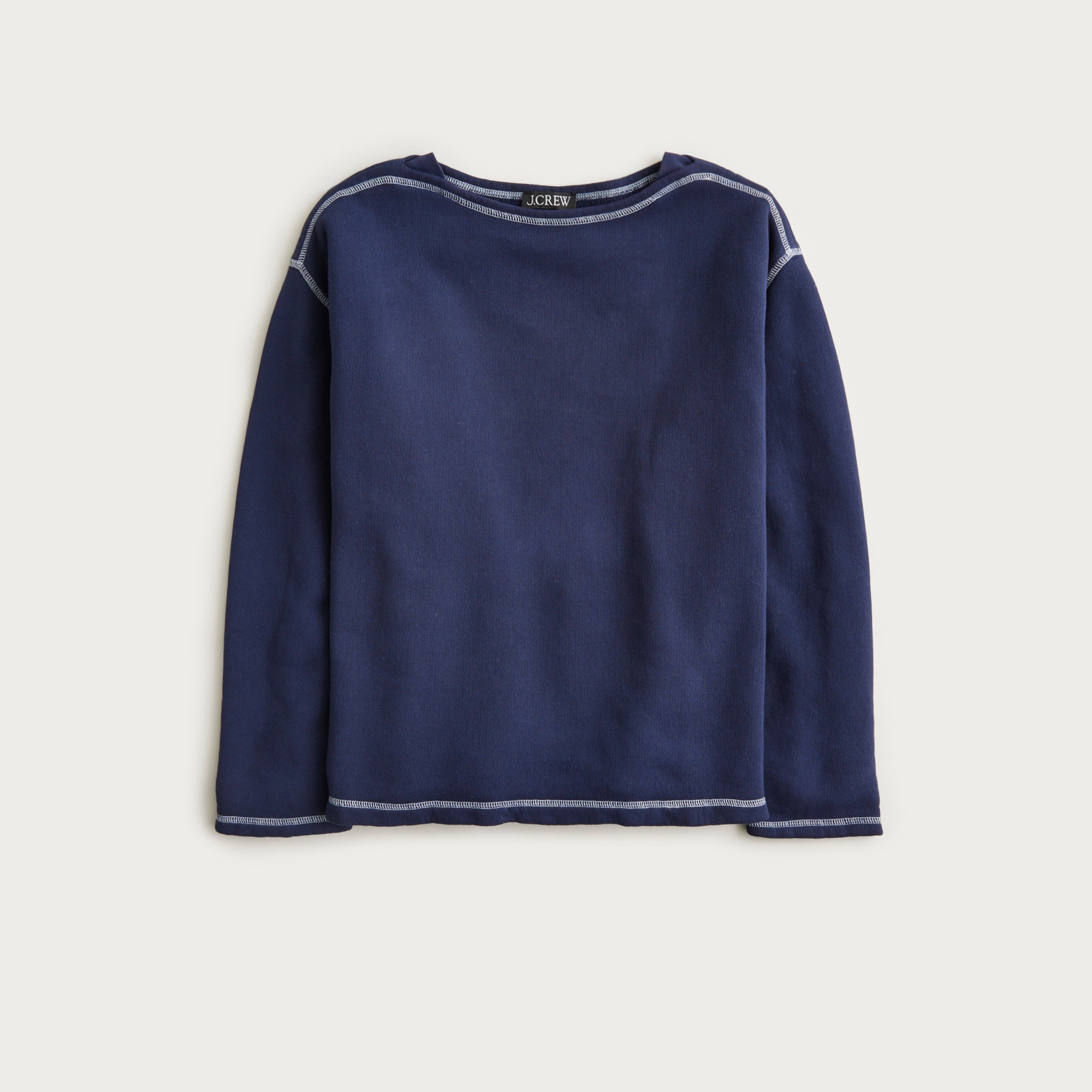 Heritage terry boatneck sweatshirt with contrast stitch