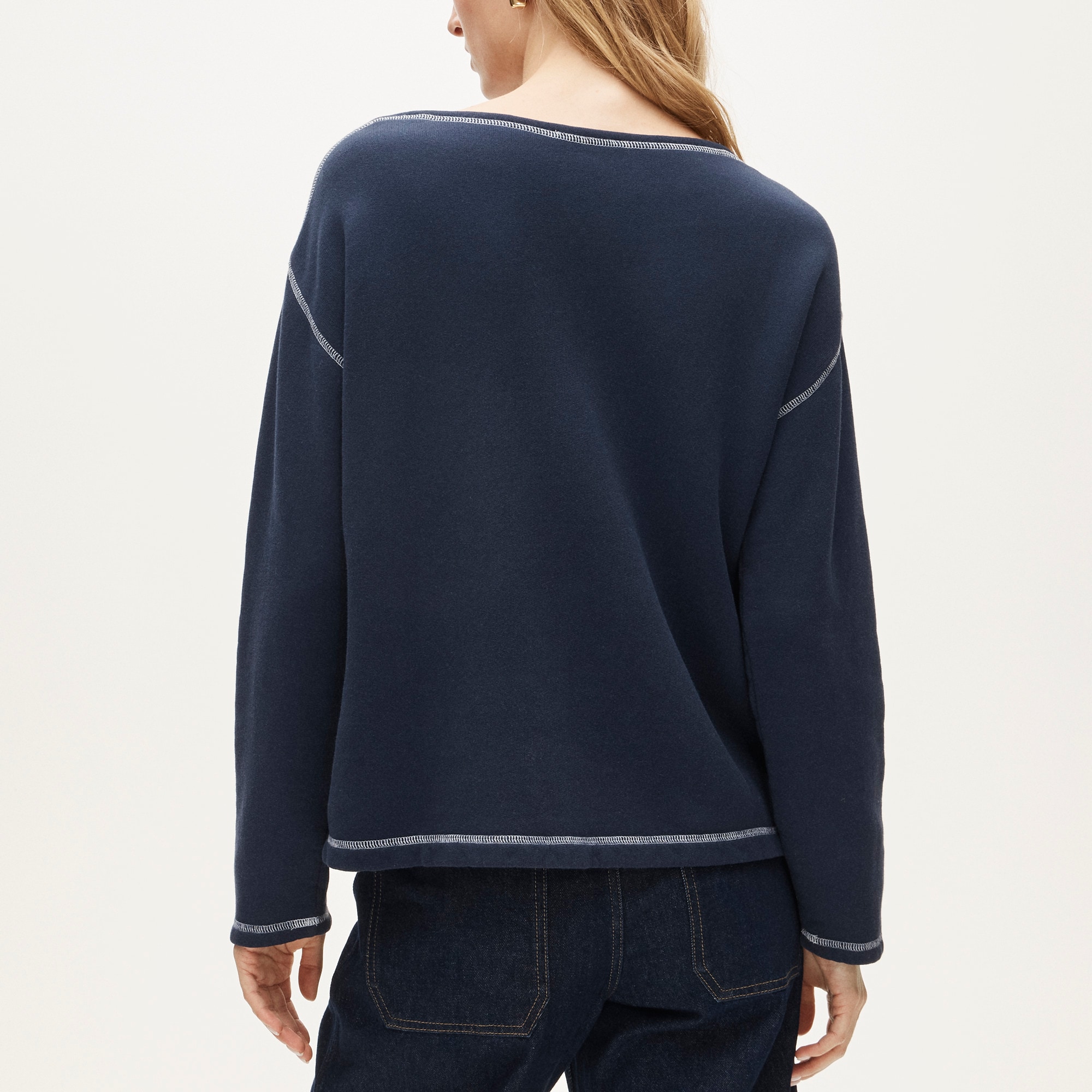 Heritage terry boatneck sweatshirt with contrast stitch