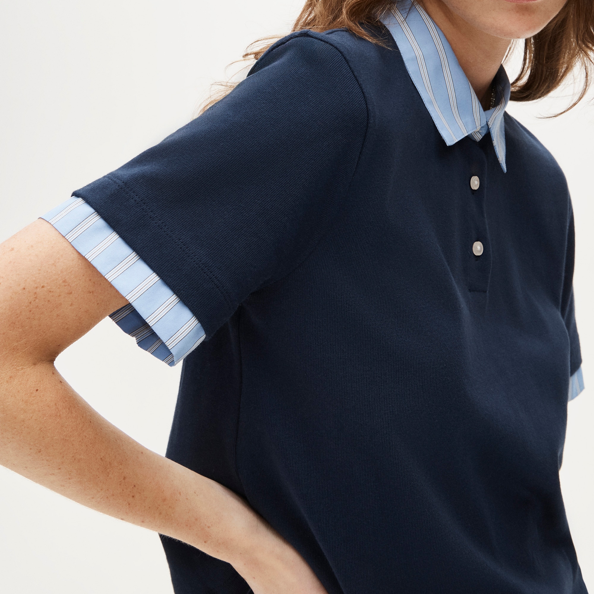 Layered Polo Shirt In Mariner Cotton For Women | J.Crew