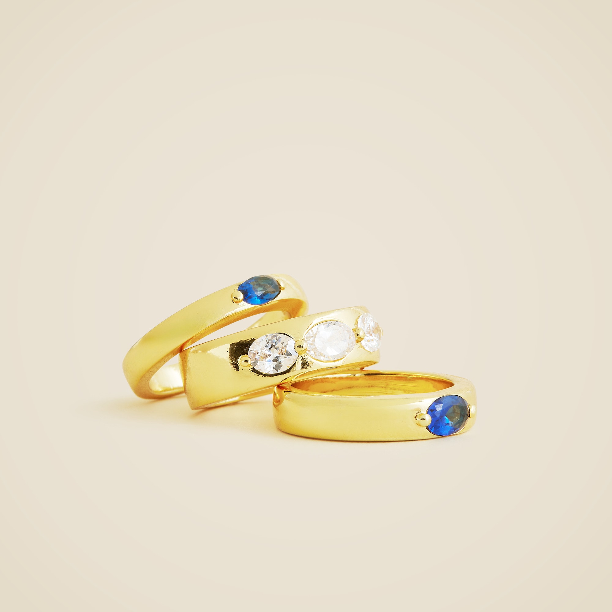 Crystal rings set-of-three