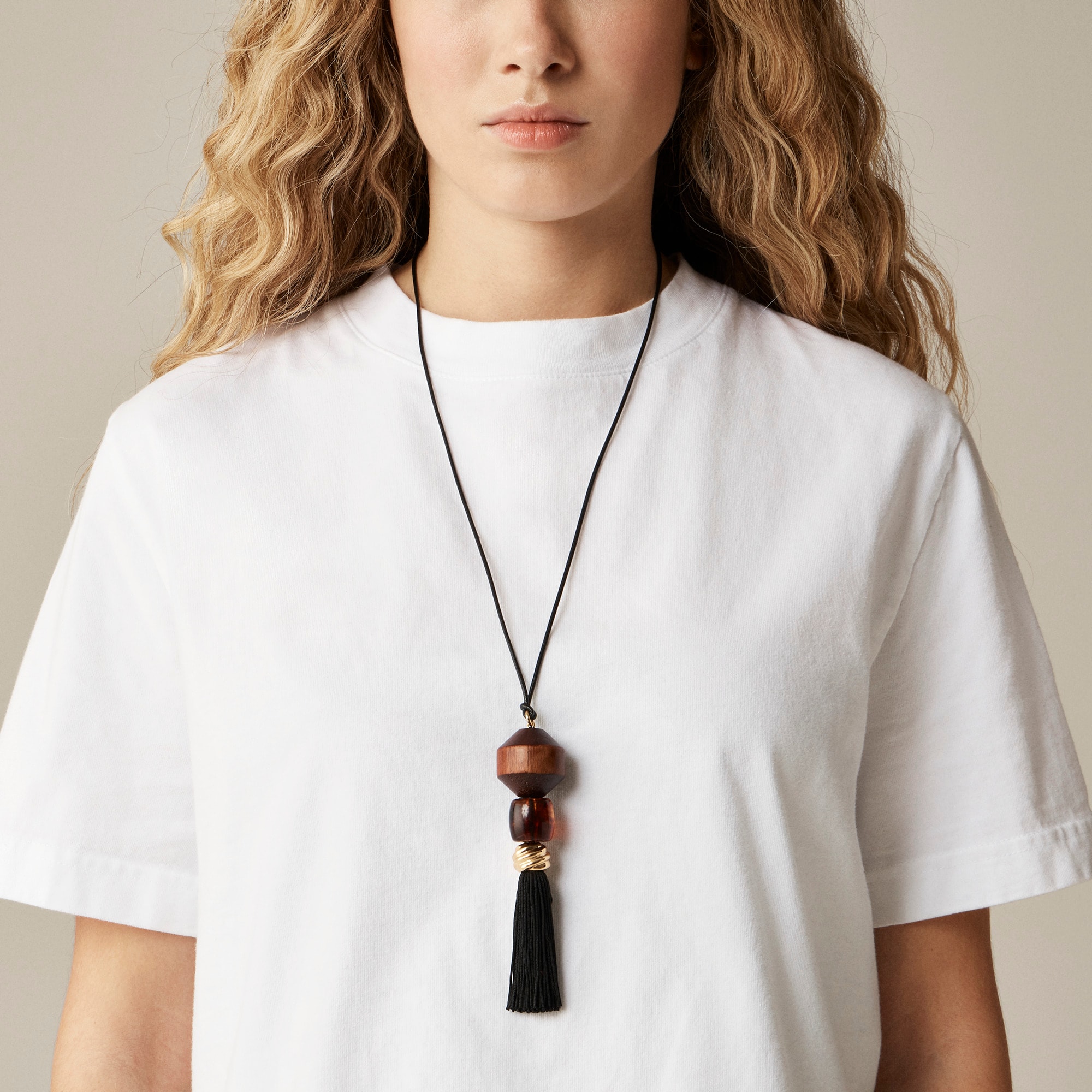 Tassel Necklace With Wood Beads For Women | J.Crew