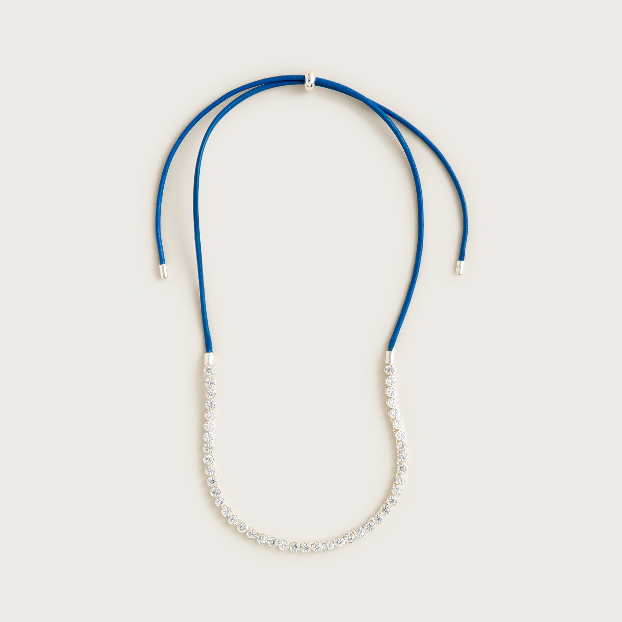 womens Leather and cubic zirconia bezel-set tennis necklace