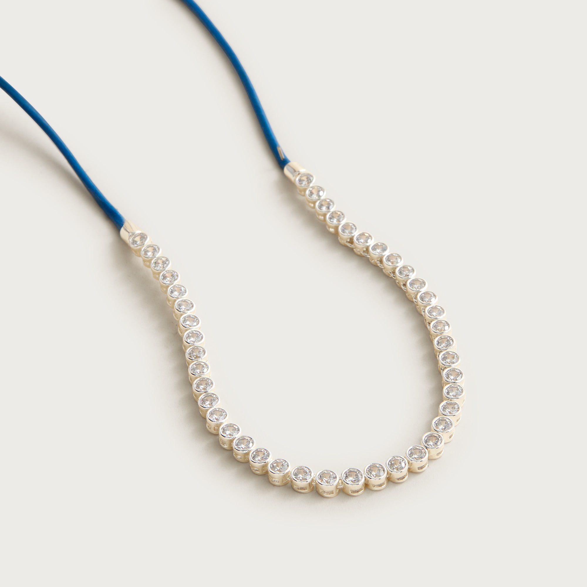Leather And Cubic Zirconia Bezel-set Tennis Necklace For Women | J