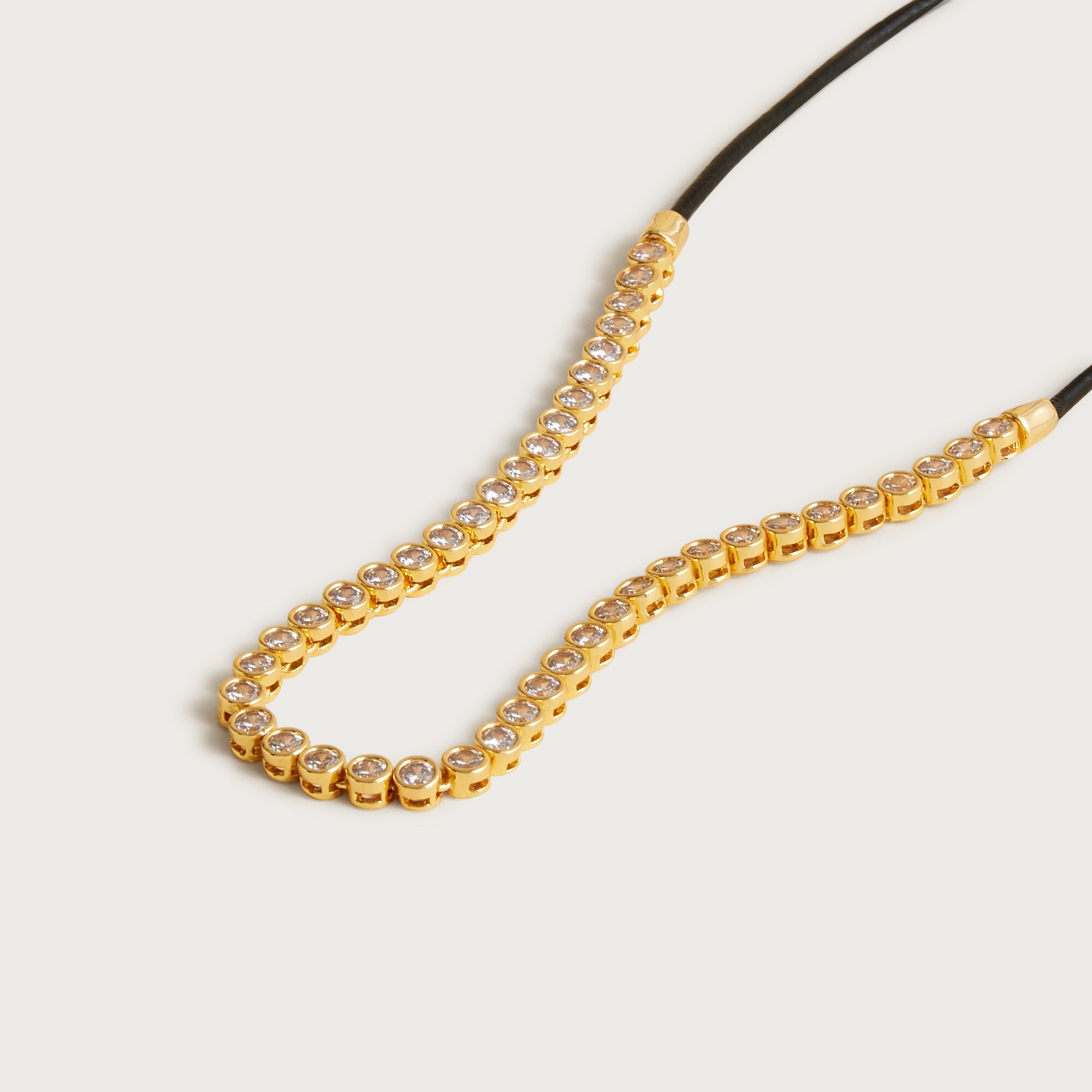 Leather And Cubic Zirconia Bezel-set Tennis Necklace For Women | J