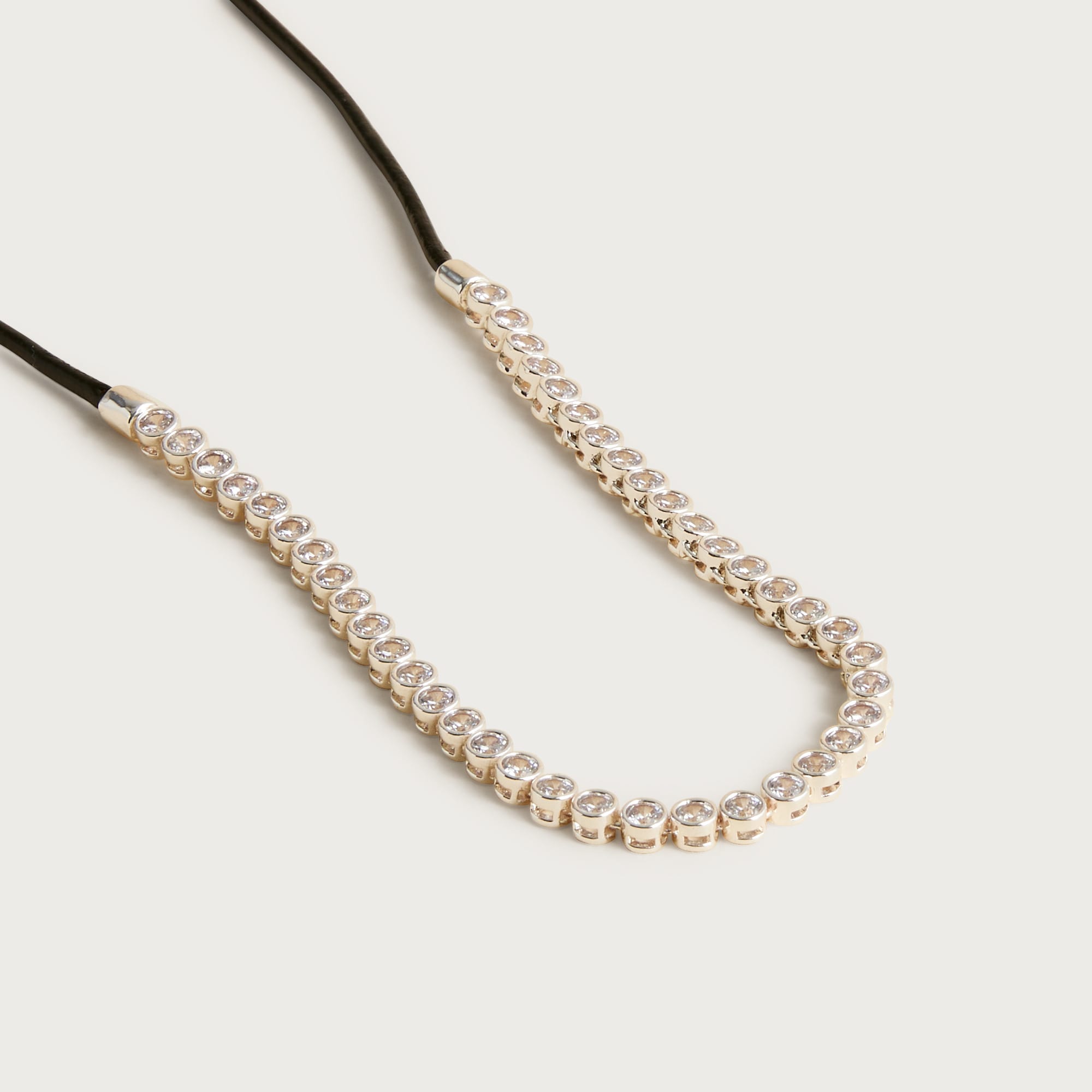 Leather And Cubic Zirconia Bezel-set Tennis Necklace For Women | J