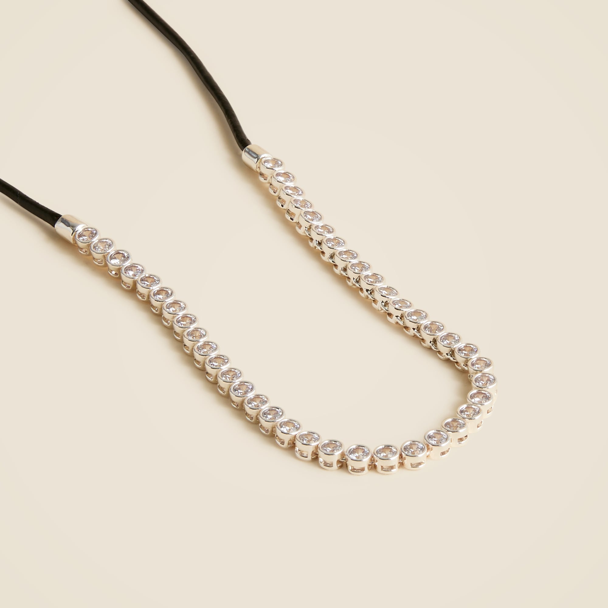 Leather And Cubic Zirconia Bezel-set Tennis Necklace For Women | J