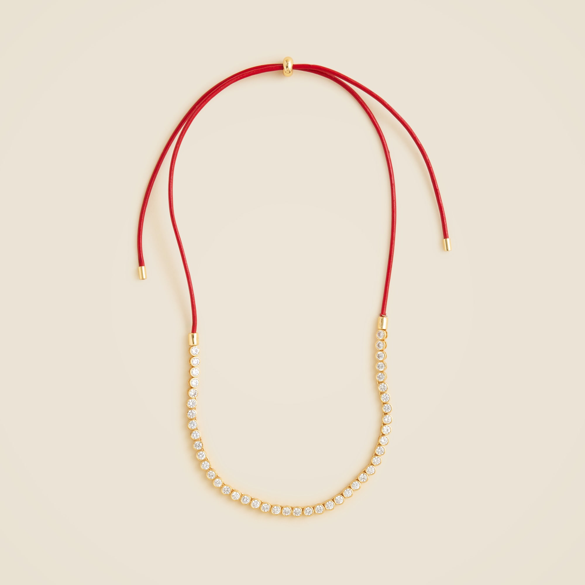 Leather And Cubic Zirconia Bezel-set Tennis Necklace For Women | J