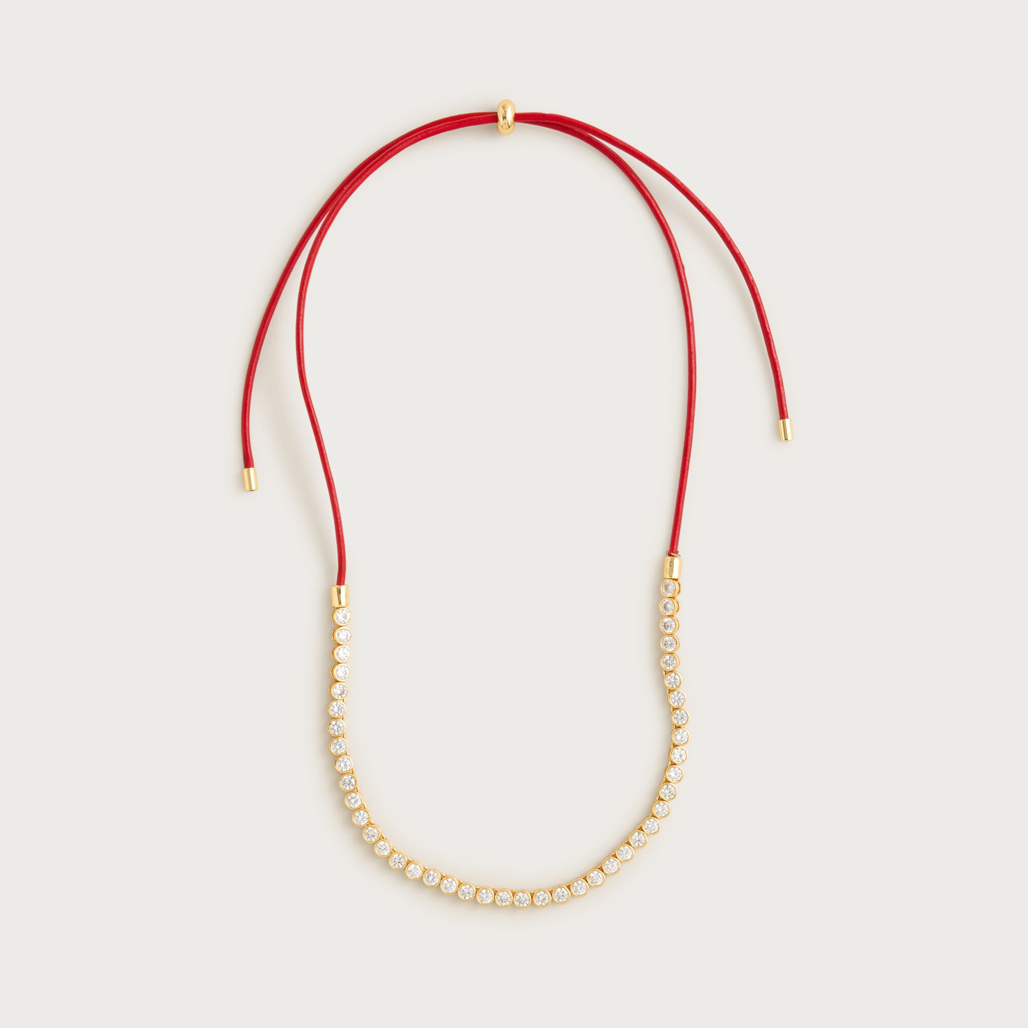 Leather And Cubic Zirconia Bezel-set Tennis Necklace For Women | J